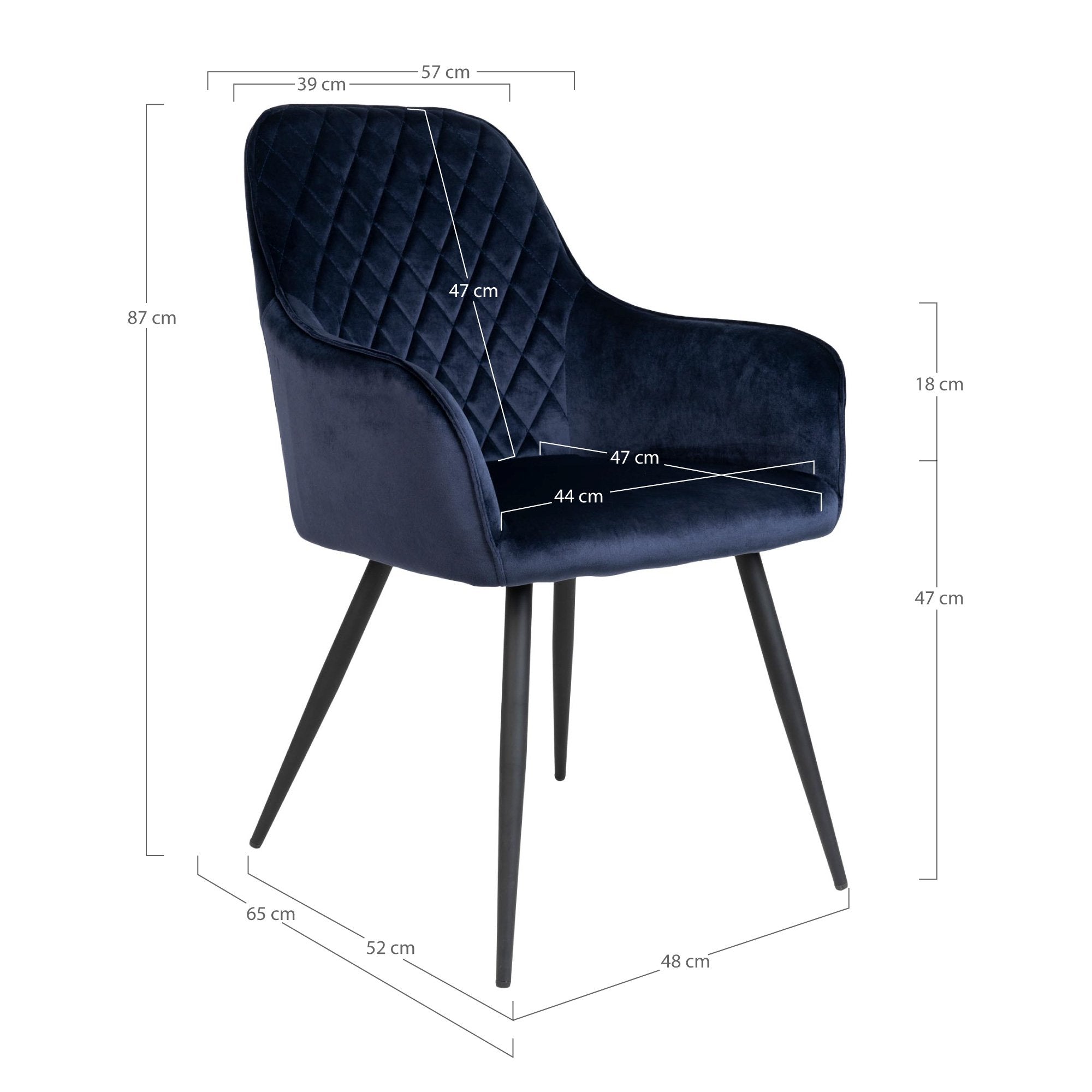 Harbo Dining Chair - Dining Chair in velvet, blue with black legs, HN1205 - House Nordic - Dining Chair- Workliving