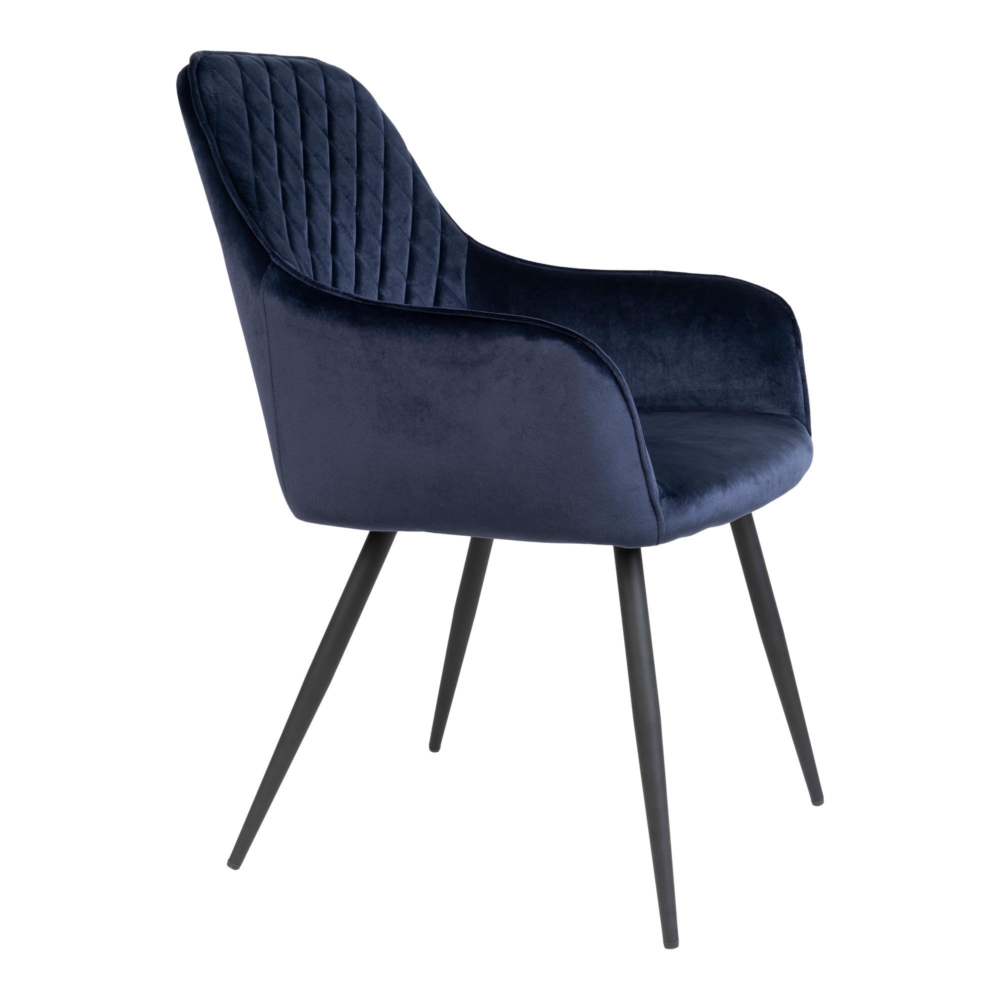 Harbo Dining Chair - Dining Chair in velvet, blue with black legs, HN1205 - House Nordic - Dining Chair- Workliving