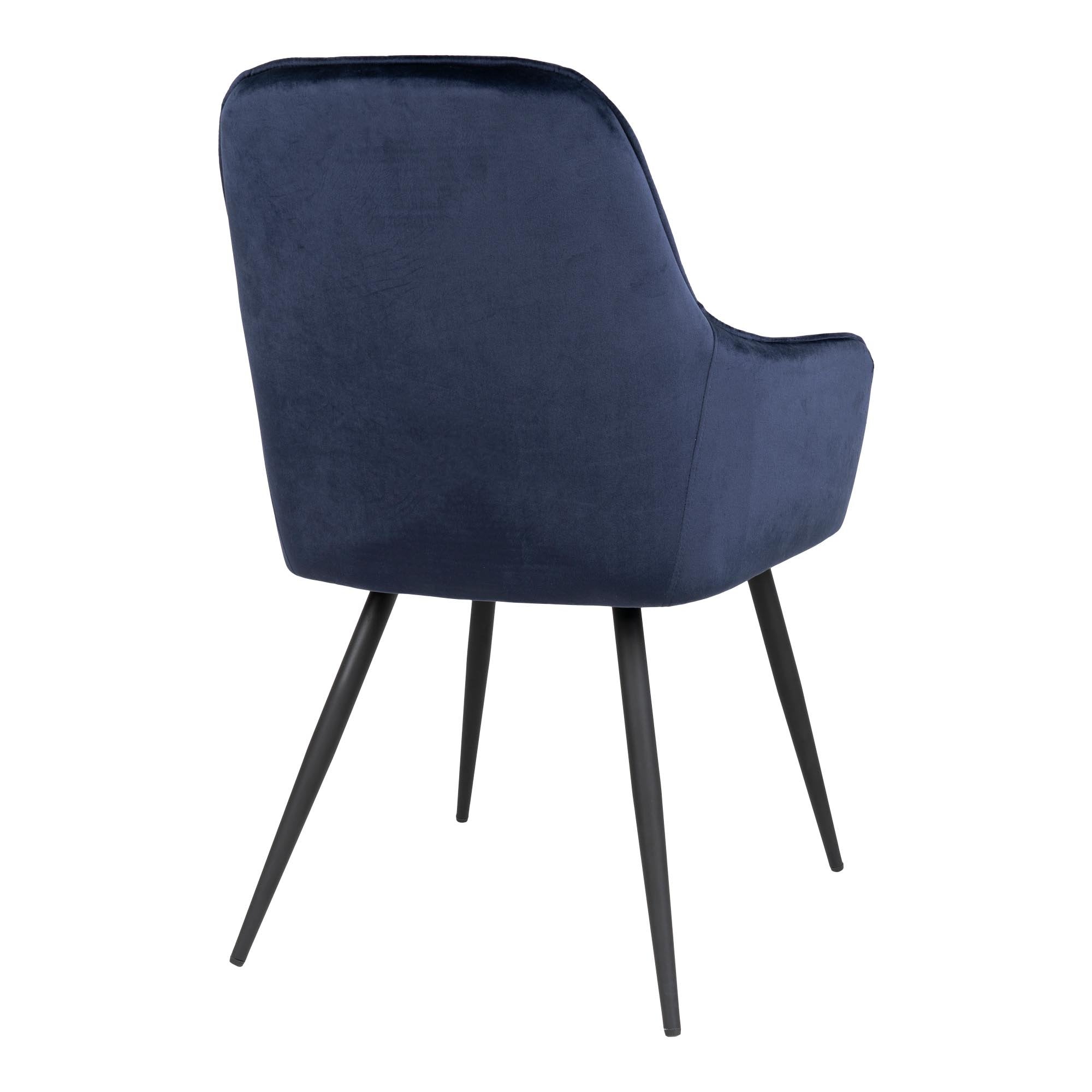 Harbo Dining Chair - Dining Chair in velvet, blue with black legs, HN1205 - House Nordic - Dining Chair- Workliving