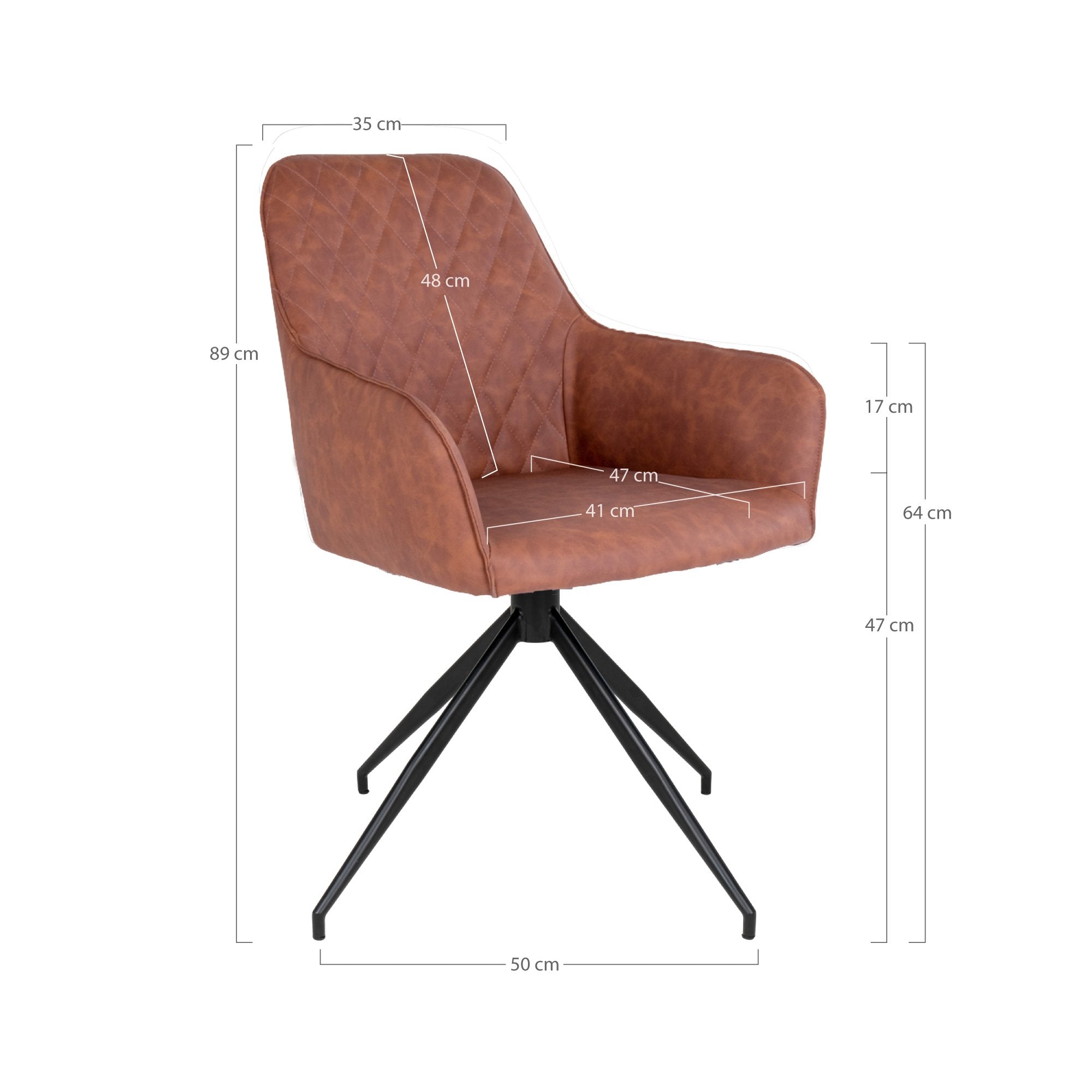 Harbo Dining Chair with Swivel - Dining Chair in PU with Swivel, vintage brown with black legs, HN1220 - House Nordic - Dining Chair- Workliving