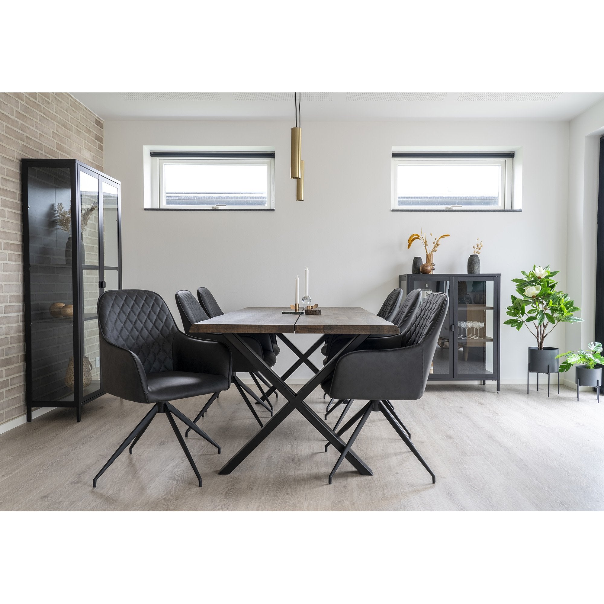 Harbo Dining Chair with Swivel - Dining Chair in PU with Swivel, dark grey with black legs, HN1221 - House Nordic - Dining Chair- Workliving