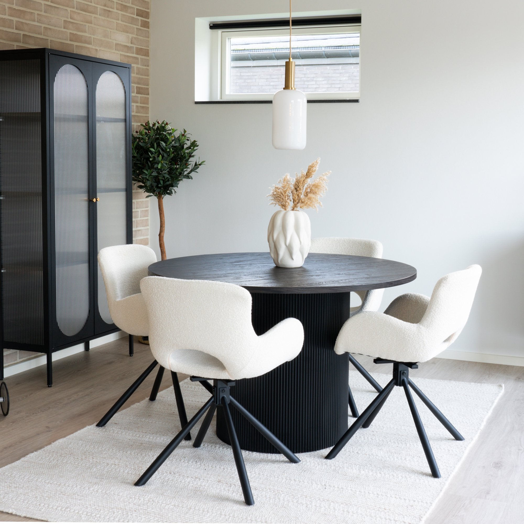 House Nordic Amorim - Eetkamerstoel - Draaibaar - Bouclé Wit - Set van 2 - House Nordic - Bouclé eetkamerstoelen- Workliving