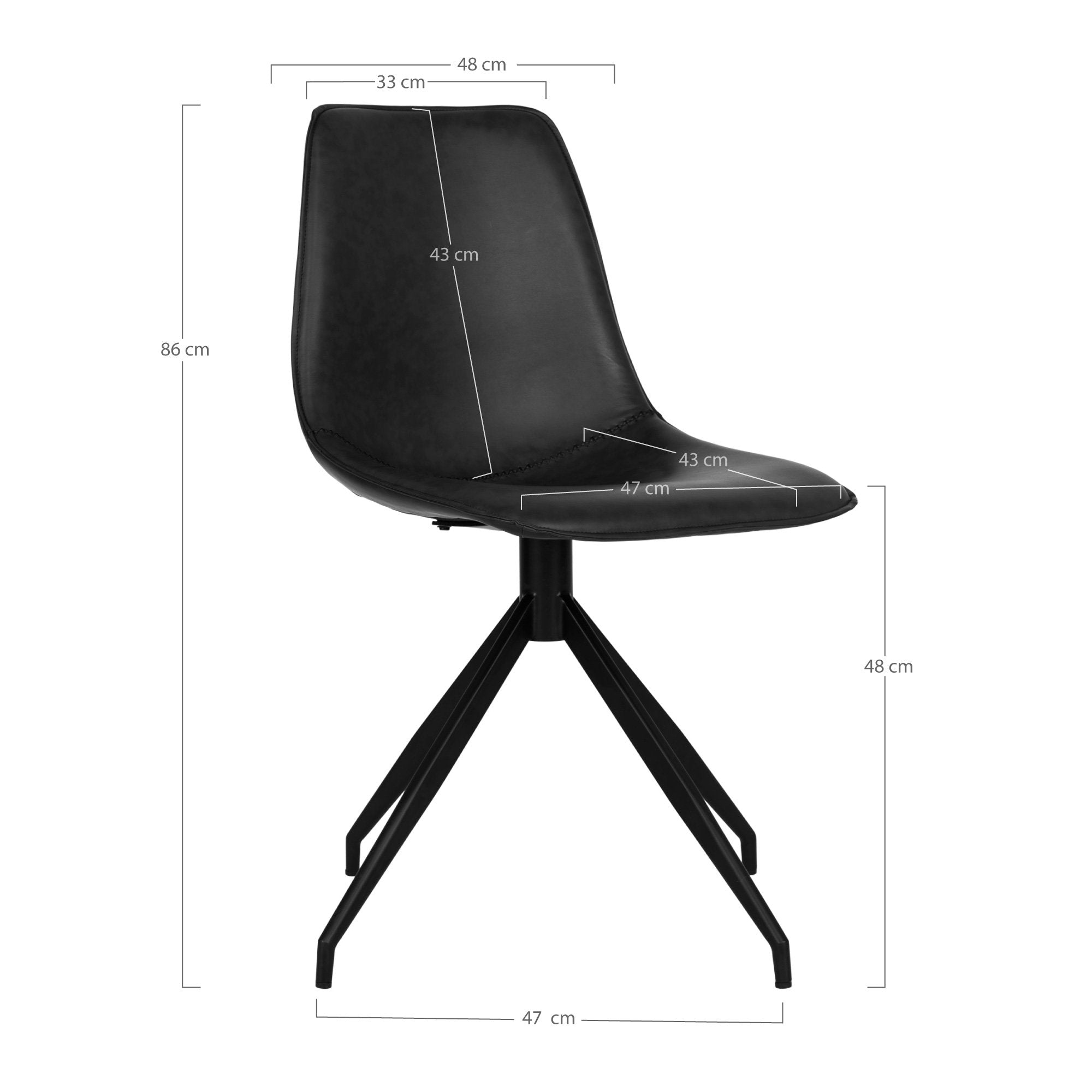Monaco Dining Chair with Swivel - Dining Chair in PU with Swivel, black with black legs - House Nordic - Dining Chair- Workliving