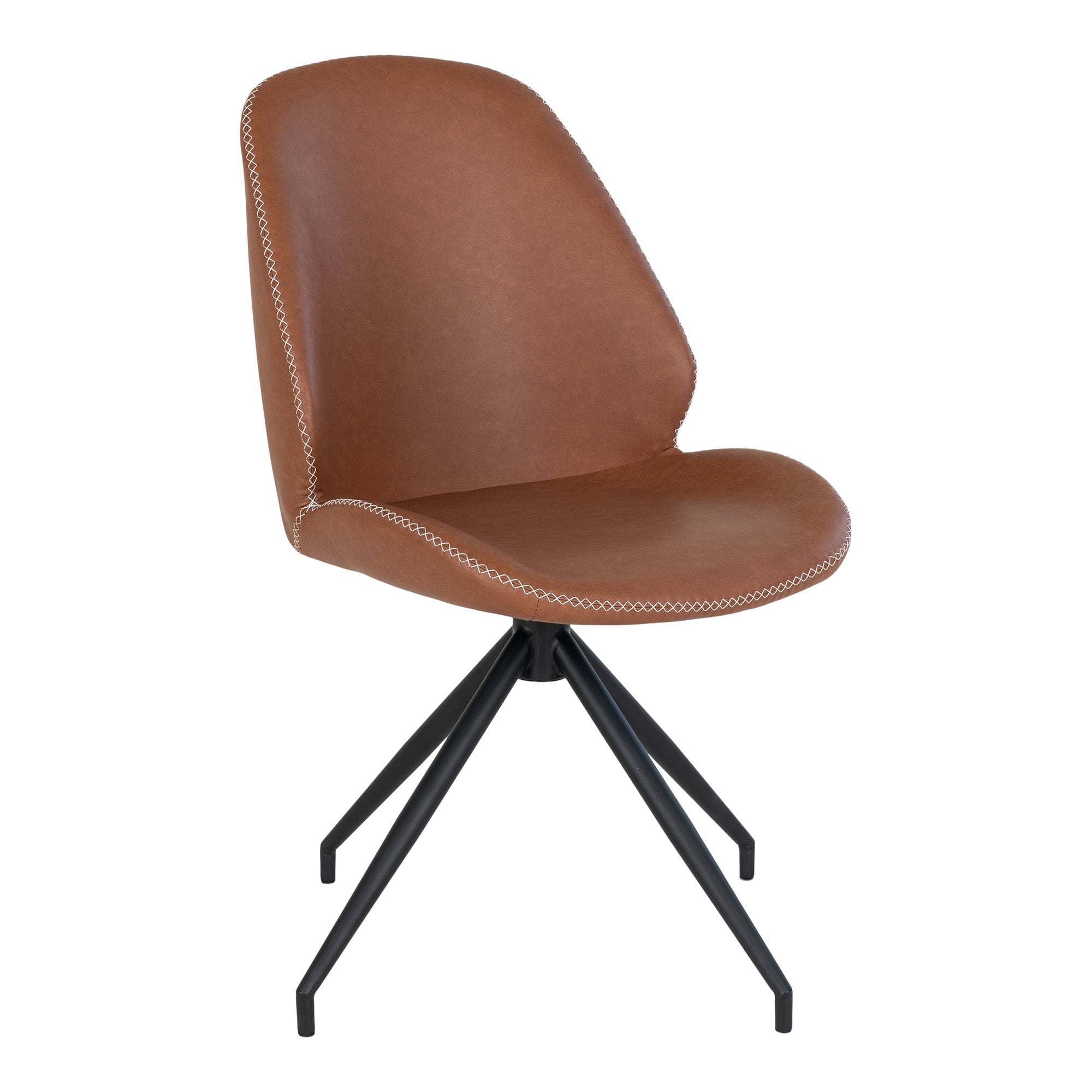 House Nordic Monte Carlo Eetkamerstoel Draaivoet Vegan Leer Bruin - Set van 2 - House Nordic - Vegan leer eetkamerstoelen- Workliving