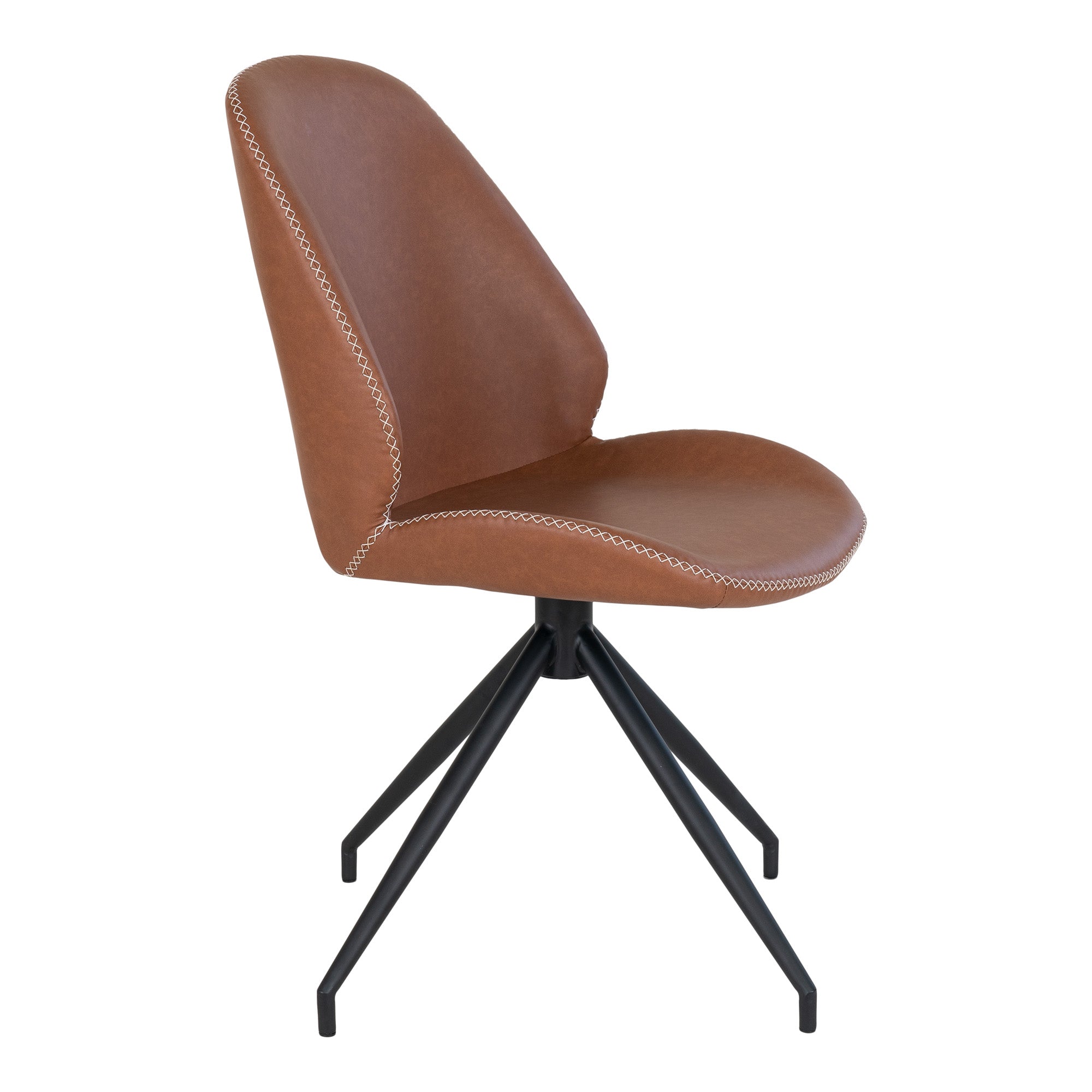 House Nordic Monte Carlo Eetkamerstoel Draaivoet Vegan Leer Bruin - Set van 2 - House Nordic - Vegan leer eetkamerstoelen- Workliving