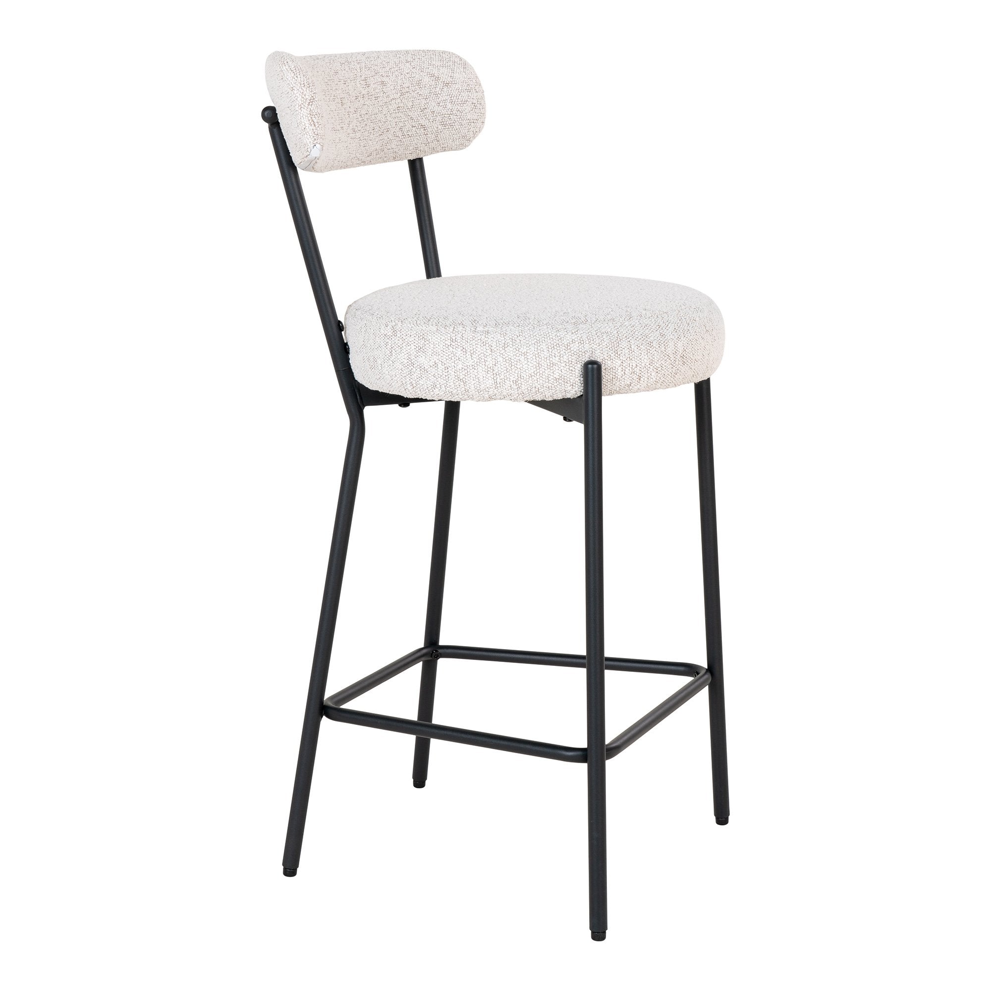 House Nordic Badalona - Barkruk - Wit bouclé - Zwart frame - House Nordic - Barkrukken- Workliving