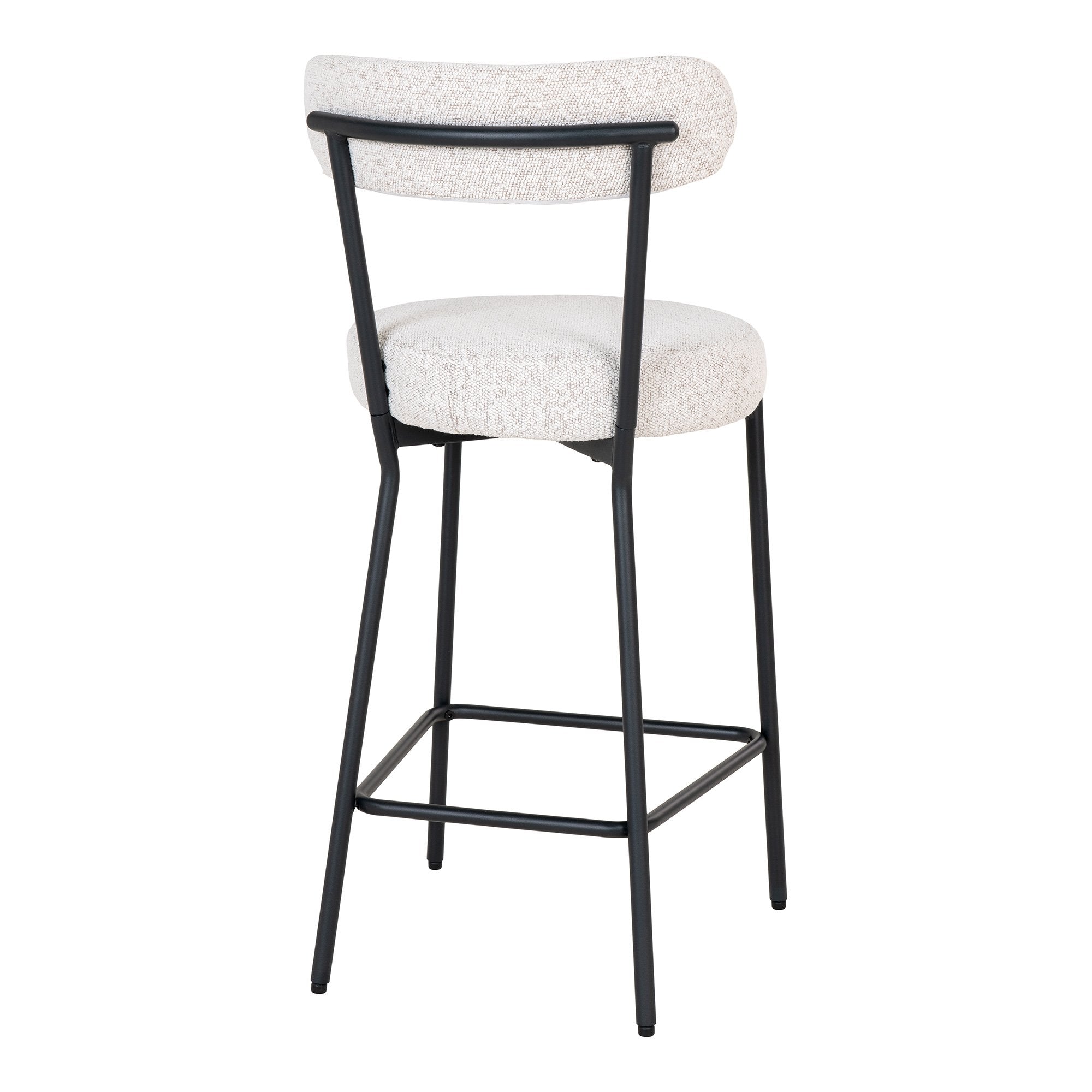 House Nordic Badalona - Barkruk - Wit bouclé - Zwart frame - House Nordic - Barkrukken- Workliving