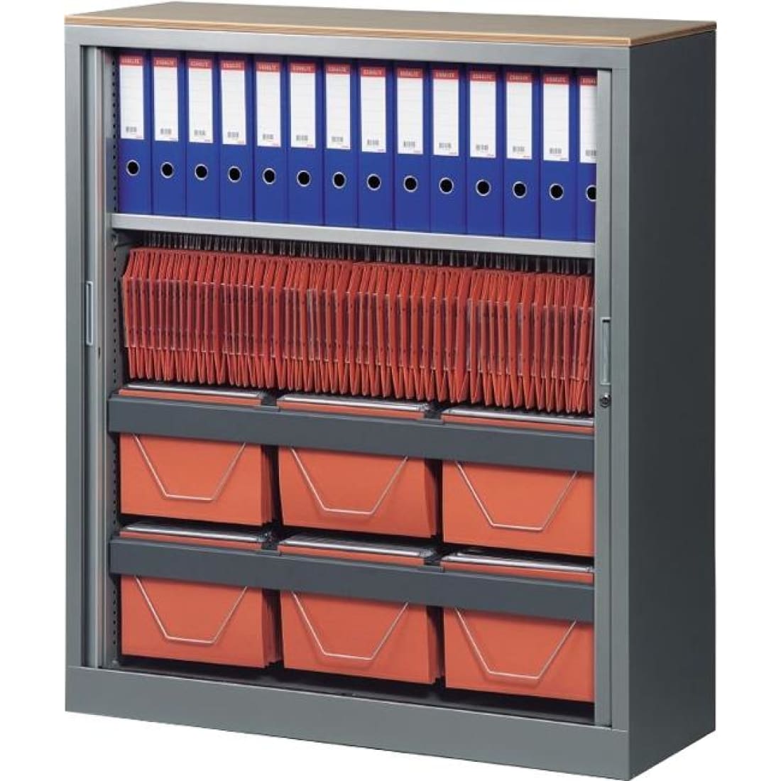 Roldeurkast New York 135 x 120 x 43 cm incl. 2 legborden -