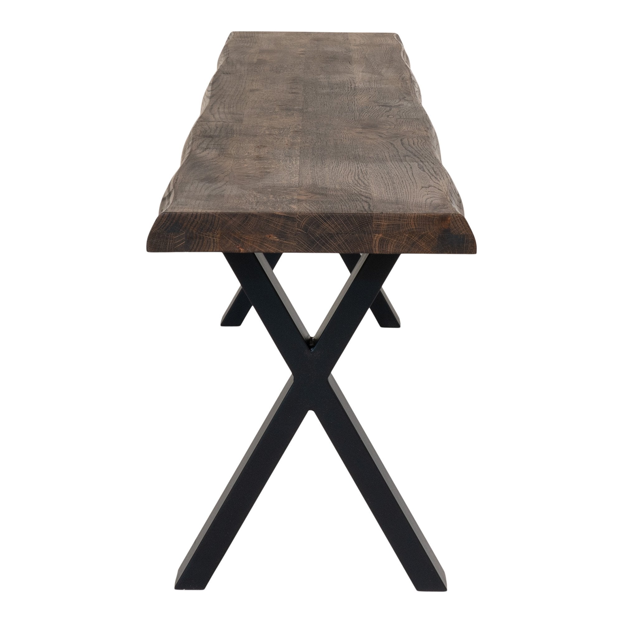 Toulon Bench - Bench in oak with wavy edge, smoked oil with black legs, 180x32x46 cm - House Nordic - Bench- Workliving