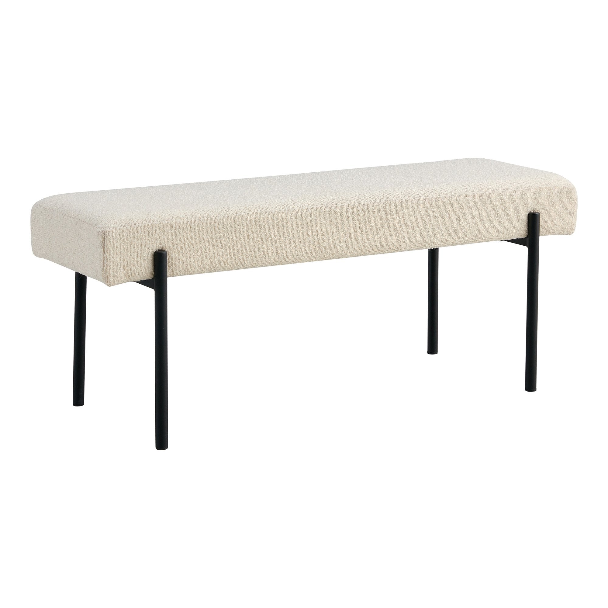 Swindon Bench - Bench in bouclé, white with black legs, 100x36x42,5 cm, HN1232 - House Nordic - Bench- Workliving