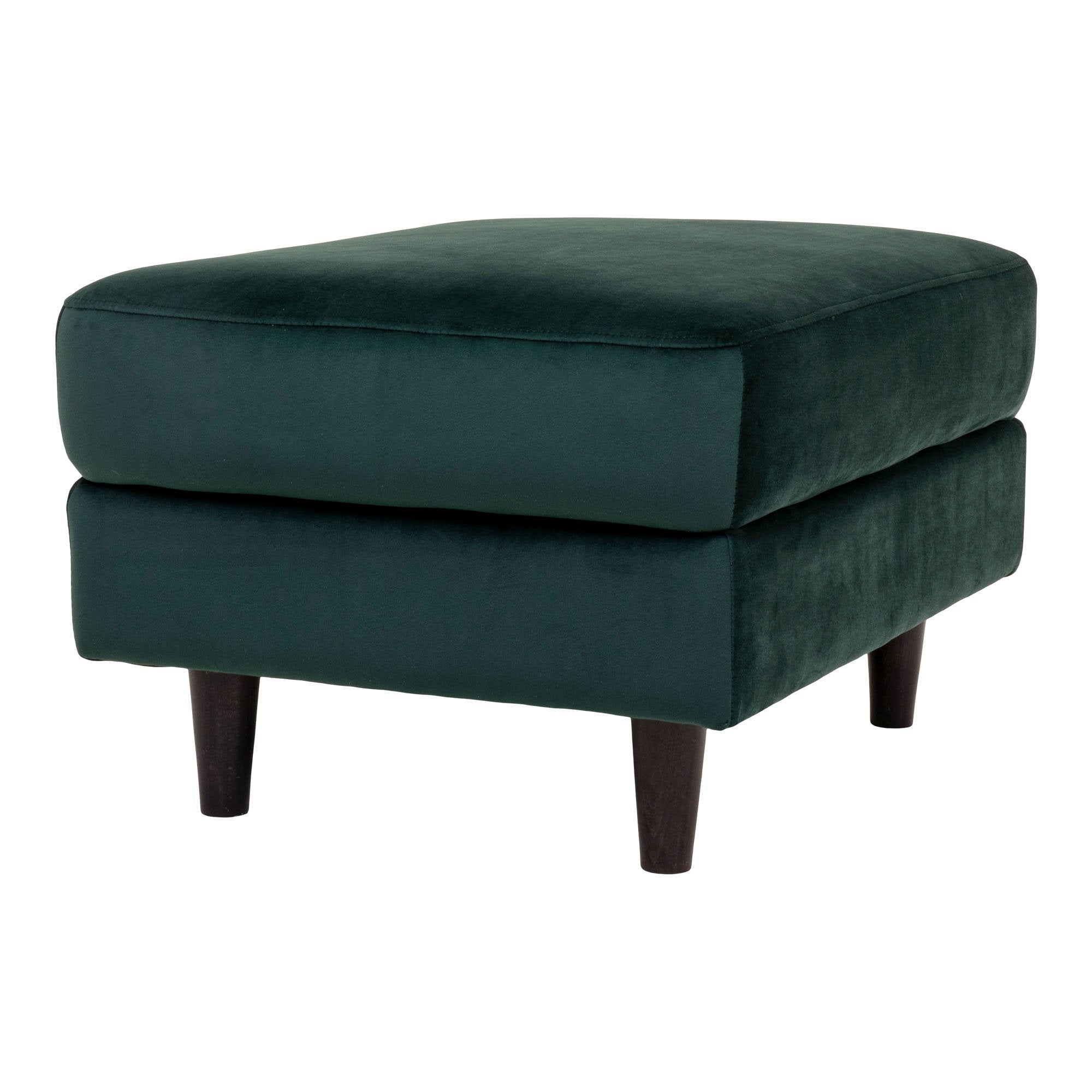 Bologna Pouf - Pouf in velvet, dark green with black wood legs, HN1006 - House Nordic - Pouf- Workliving