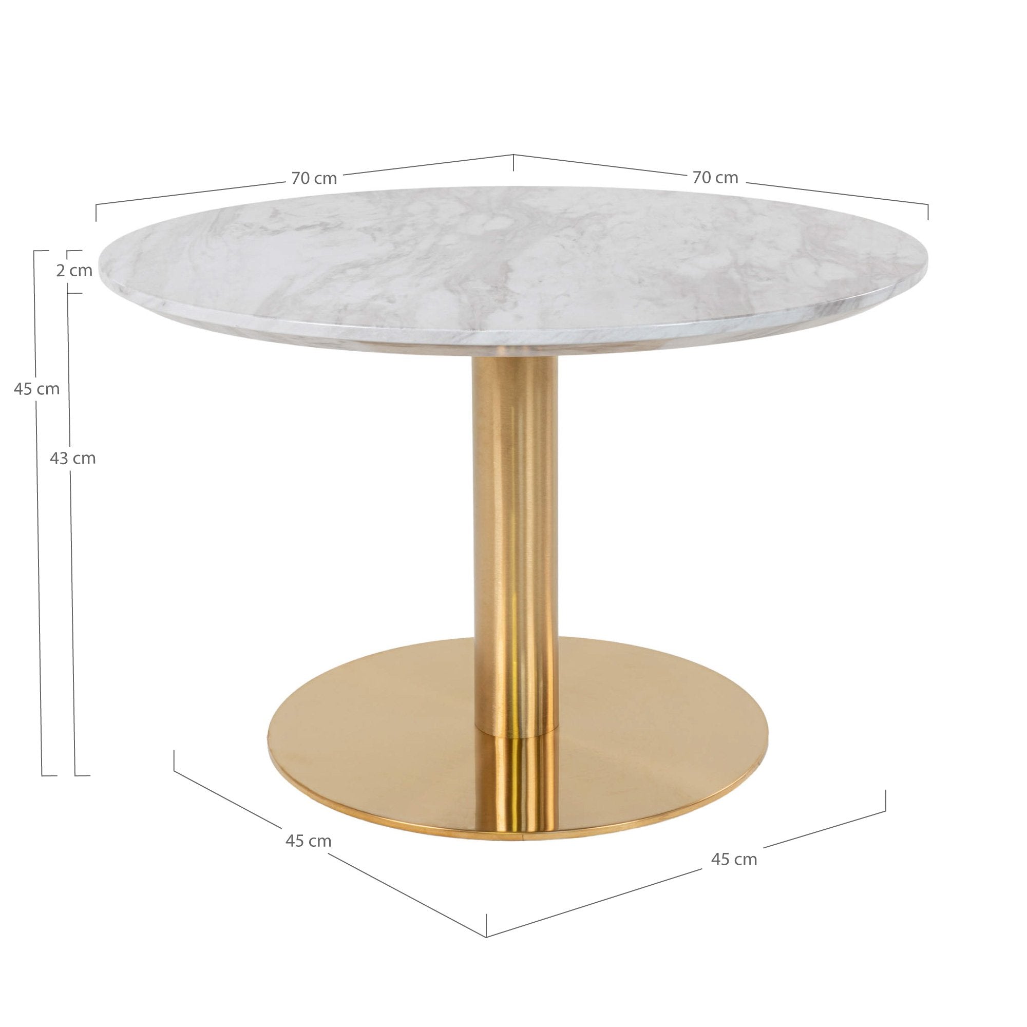 Bolzano Coffee Table - Coffee table, top in marble look and brass base Ø70x45cm - House Nordic - Coffee Table- Workliving