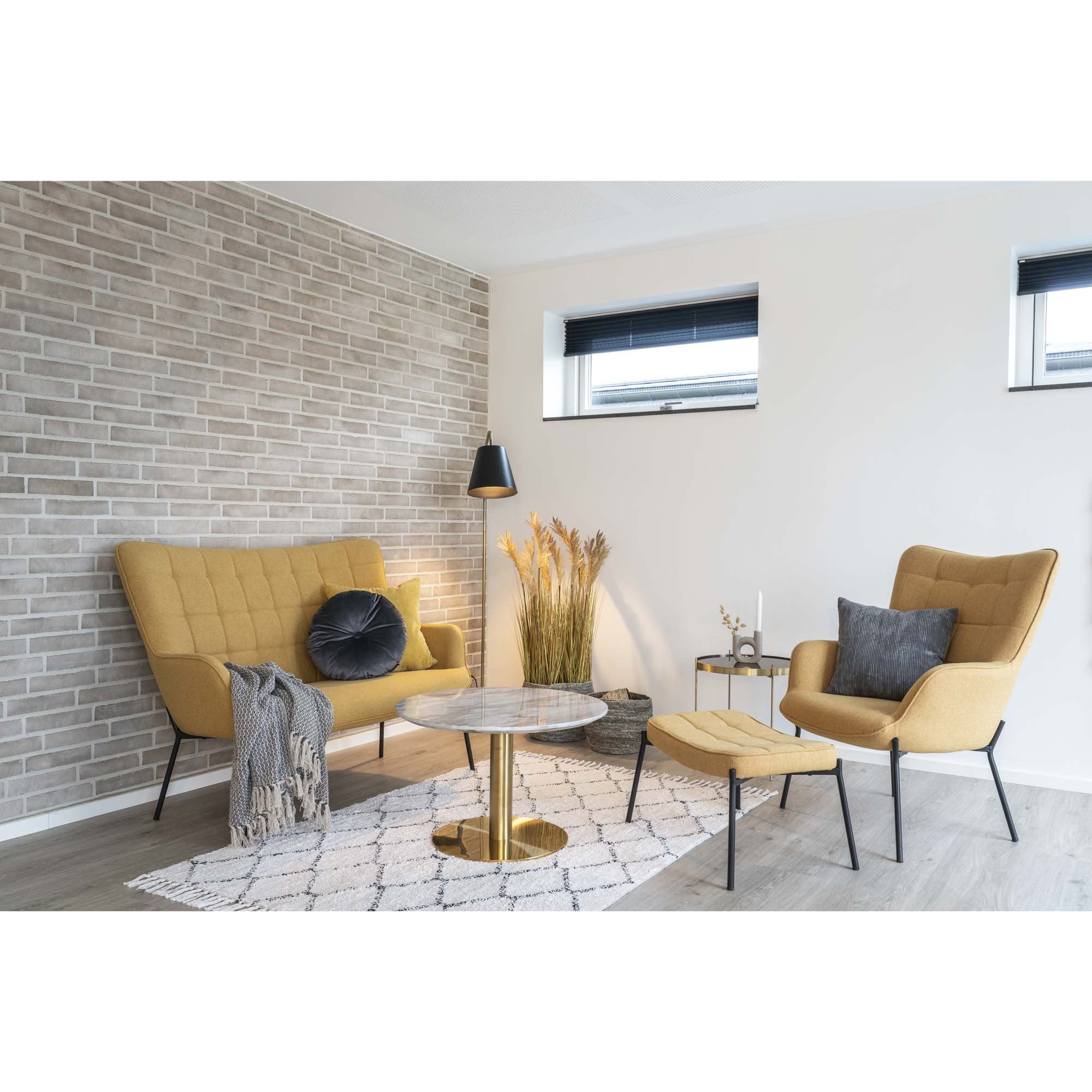 Bolzano Coffee Table - Coffee table, top in marble look and brass base Ø70x45cm - House Nordic - Coffee Table- Workliving