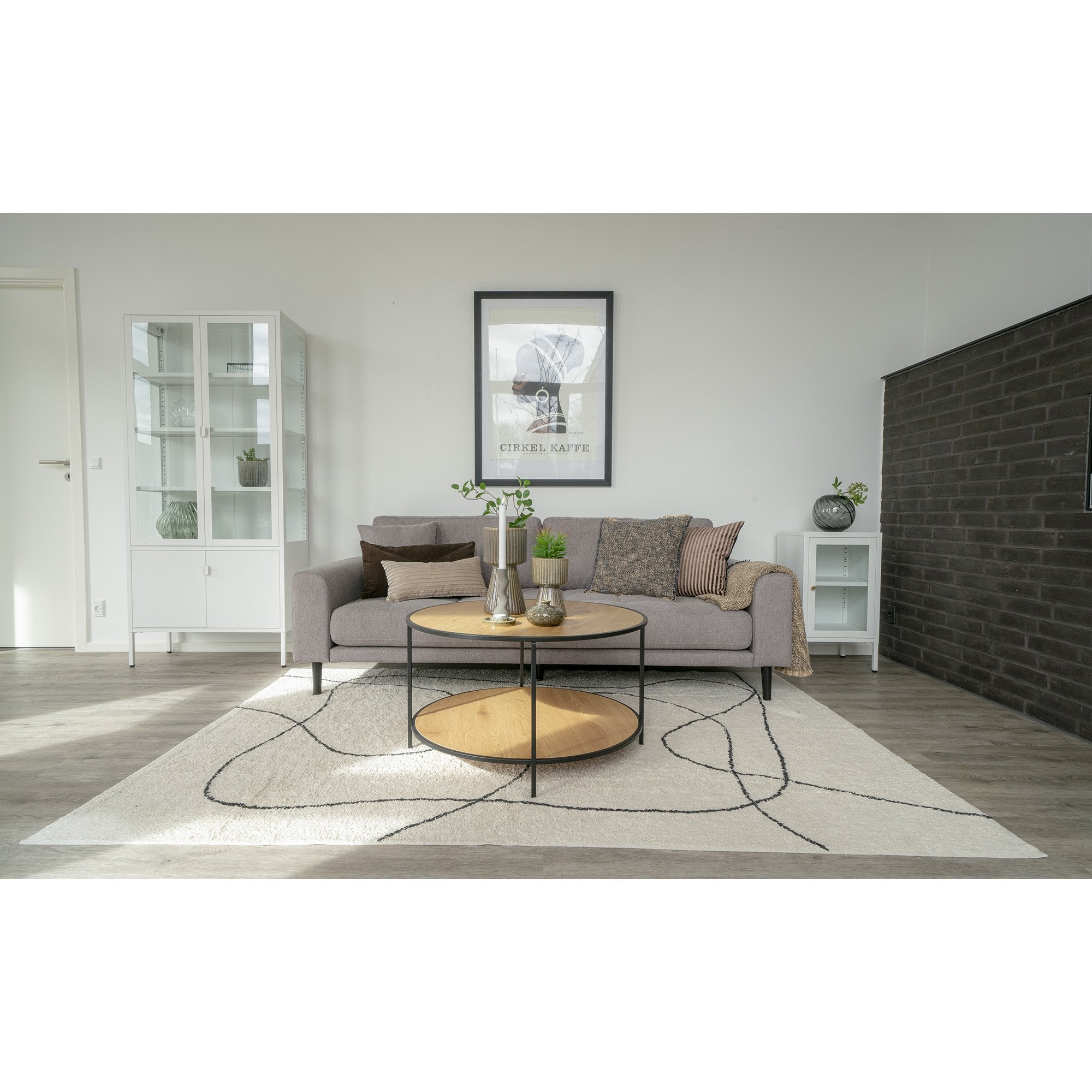 Vita Coffee table - Coffee table, oak look with black frame Ø80x45 cm - House Nordic - Coffee Table- Workliving