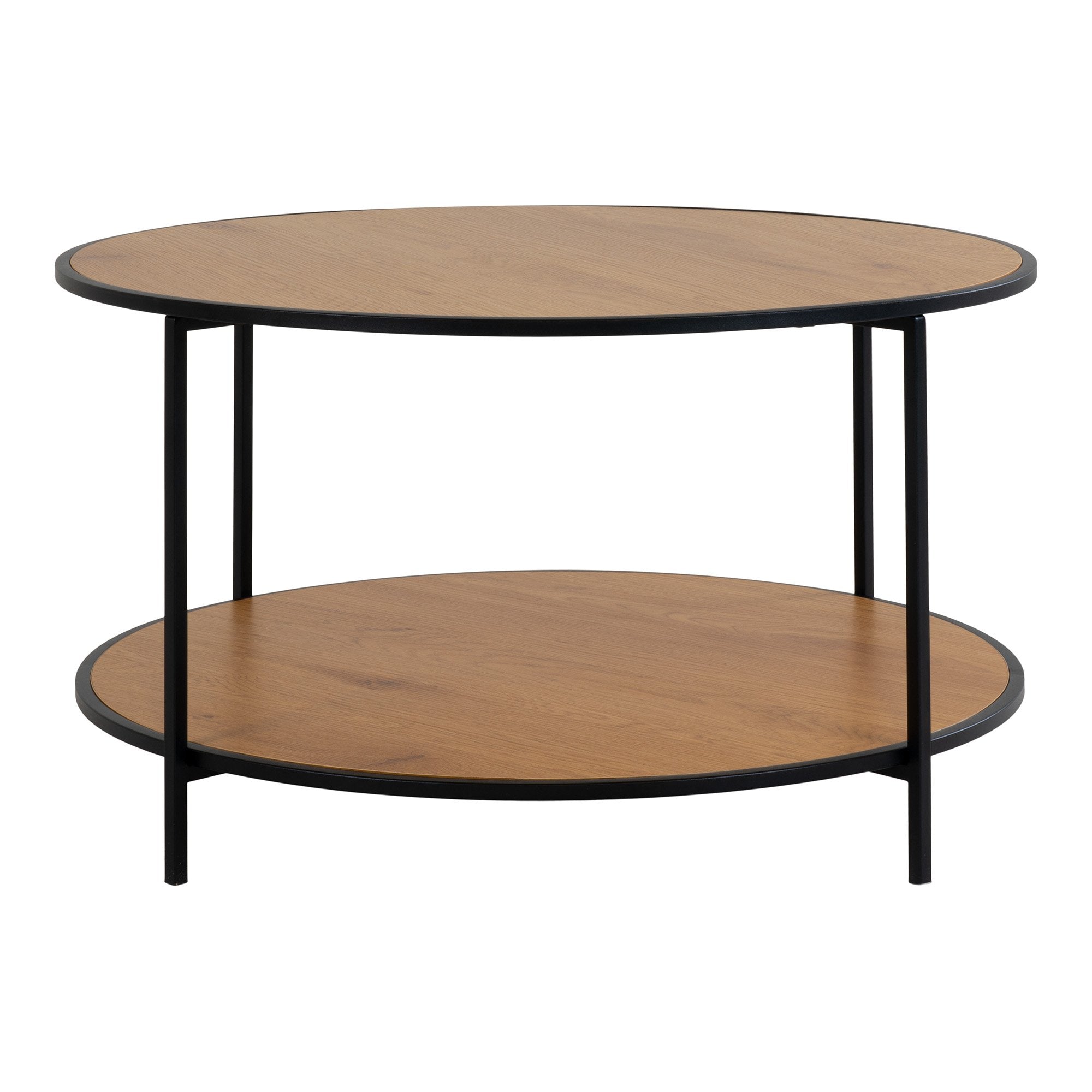 Vita Coffee table - Coffee table, oak look with black frame Ø80x45 cm - House Nordic - Coffee Table- Workliving