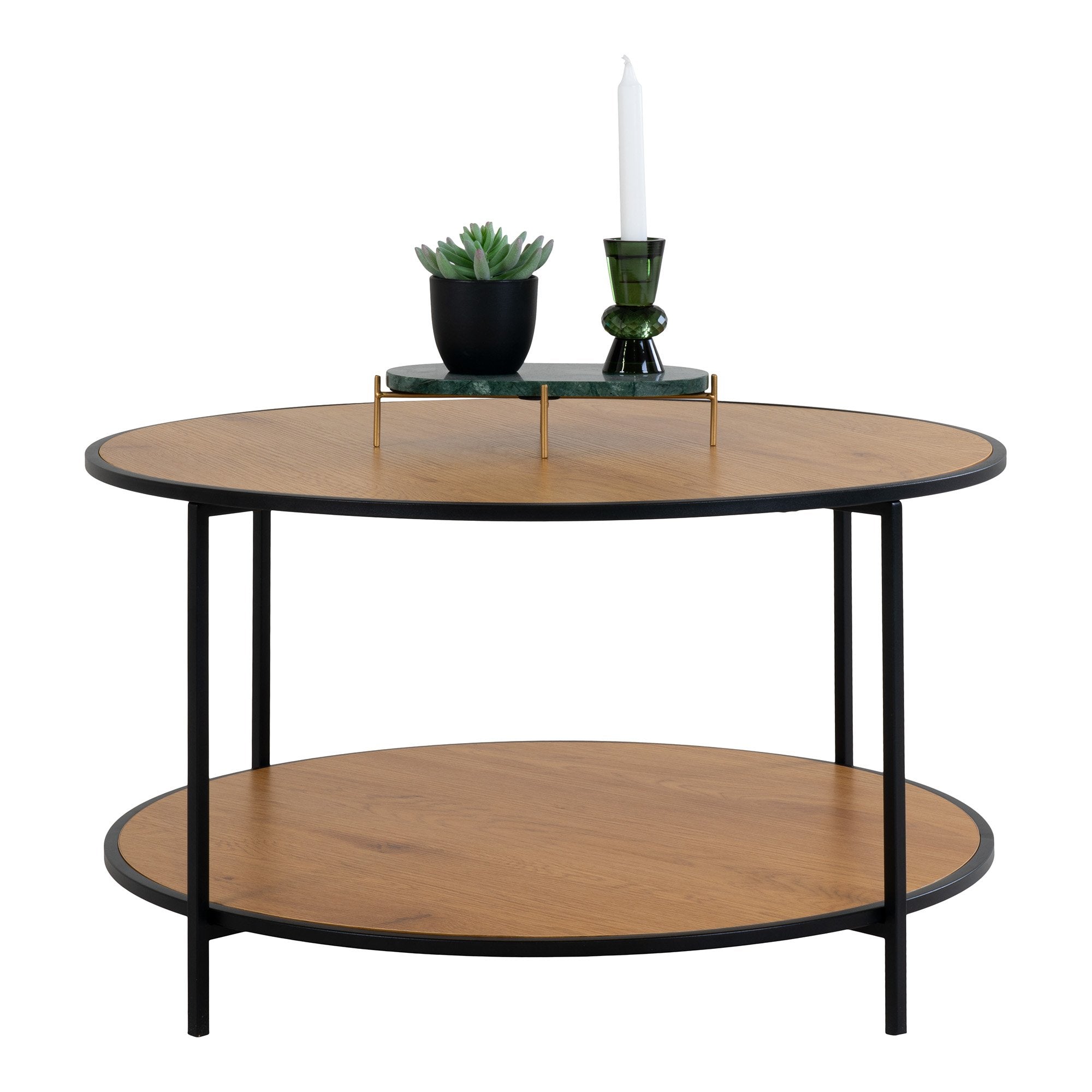 Vita Coffee table - Coffee table, oak look with black frame Ø80x45 cm - House Nordic - Coffee Table- Workliving