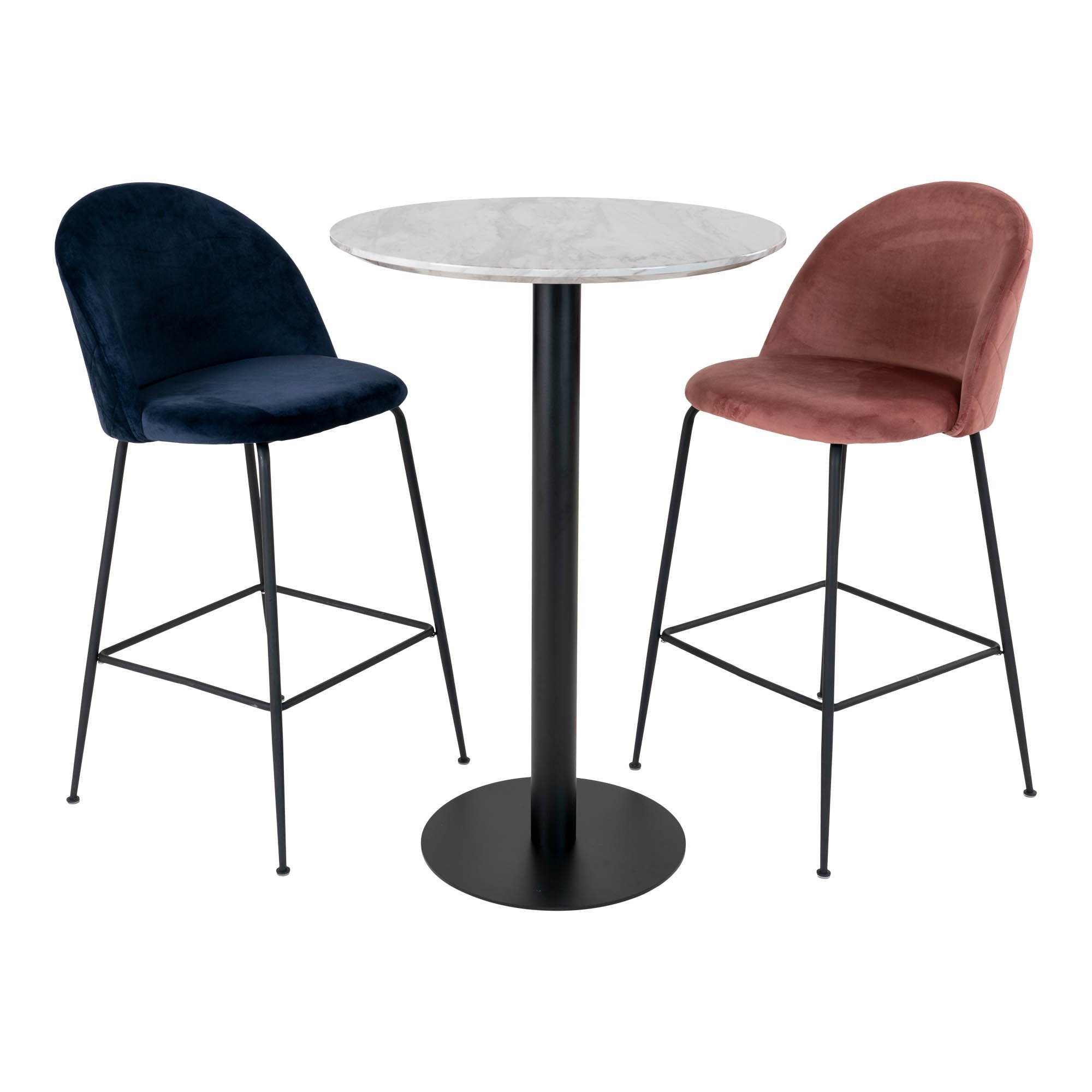 Bolzano Bar Table - Bar table,top in marble look and base in black Ø70x105 cm - House Nordic - Bar Table- Workliving