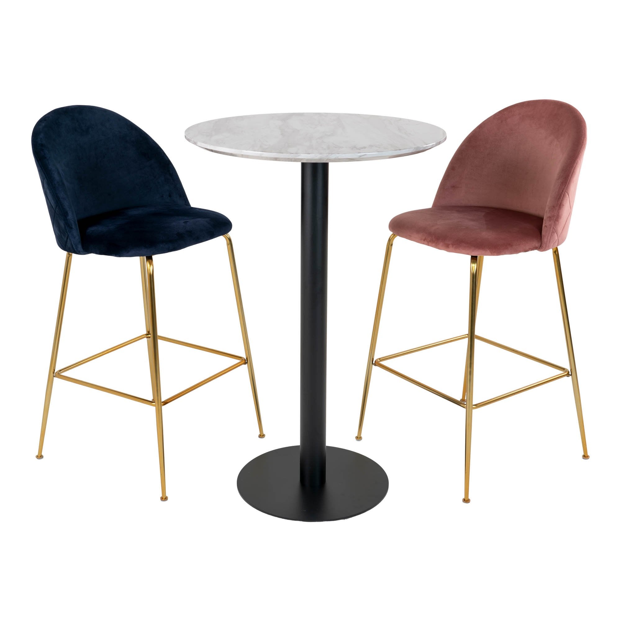 Bolzano Bar Table - Bar table,top in marble look and base in black Ø70x105 cm - House Nordic - Bar Table- Workliving
