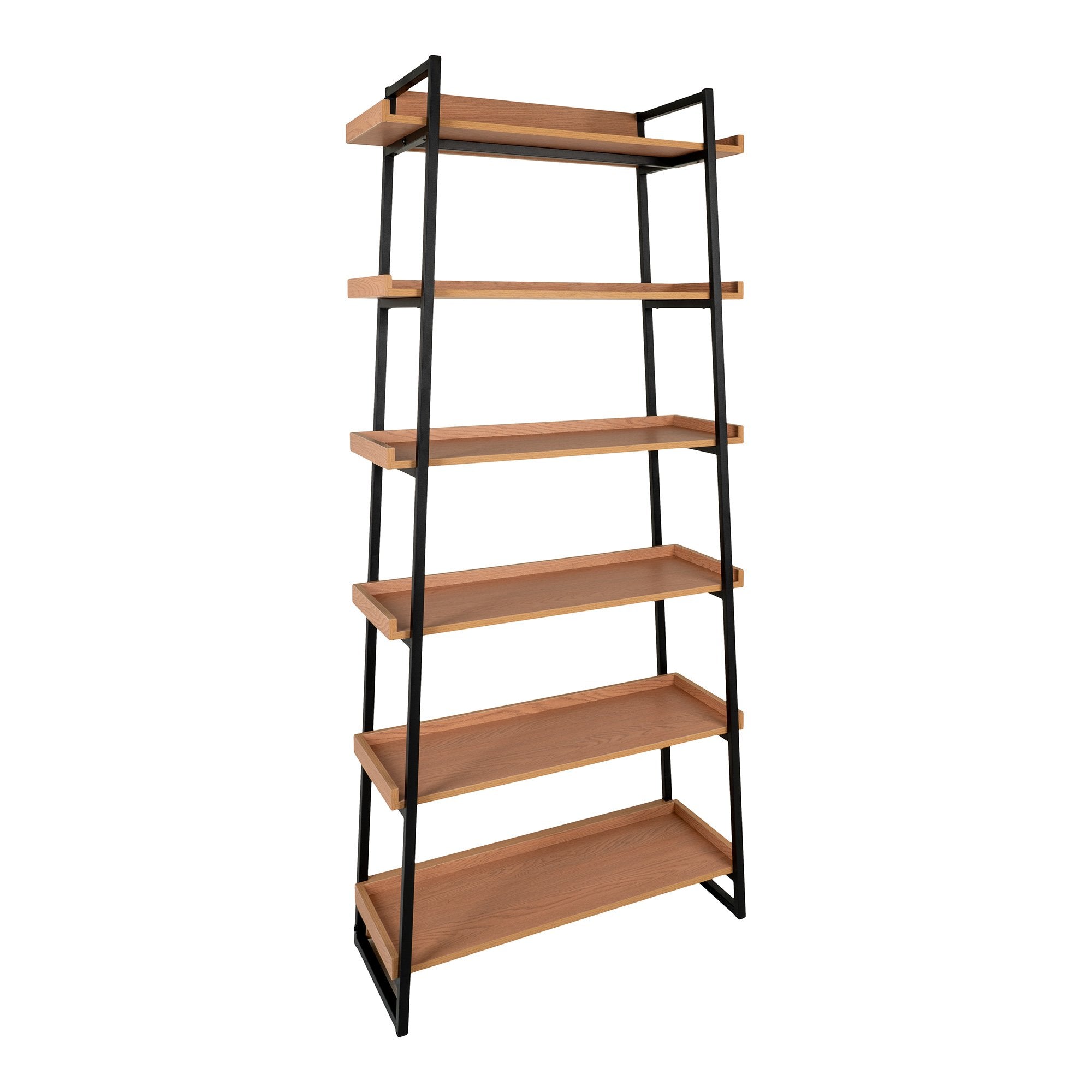 Sakai Book Case - Book Case, ash veneer, black steel frame, 6 shelves, 80x35x185 cm - House Nordic - Shelf- Workliving
