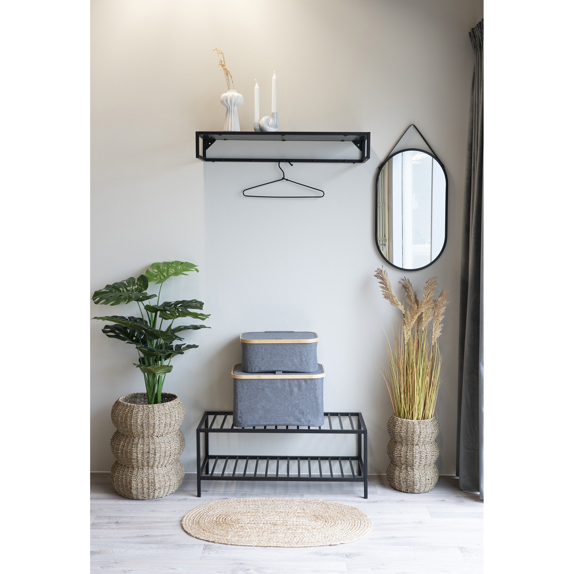 Vita Shoe rack - Shoe Rack, 2 shelves, black steel frame 79x34 cm - House Nordic - Shelf- Workliving