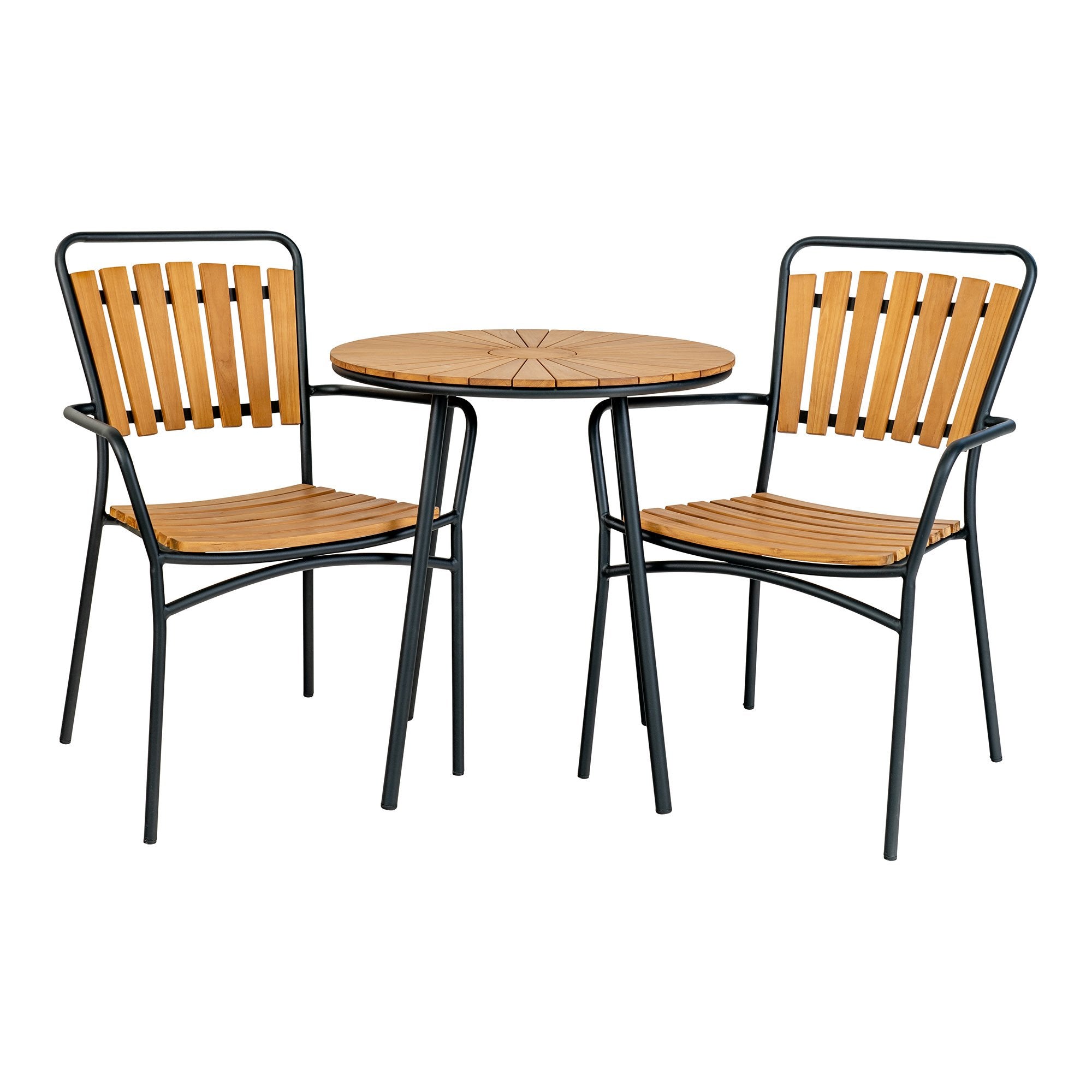 Cleveland Side Table - Side Table, teak table top, natural, black legs, ø70x74 cm - House Nordic - Dining Table- Workliving