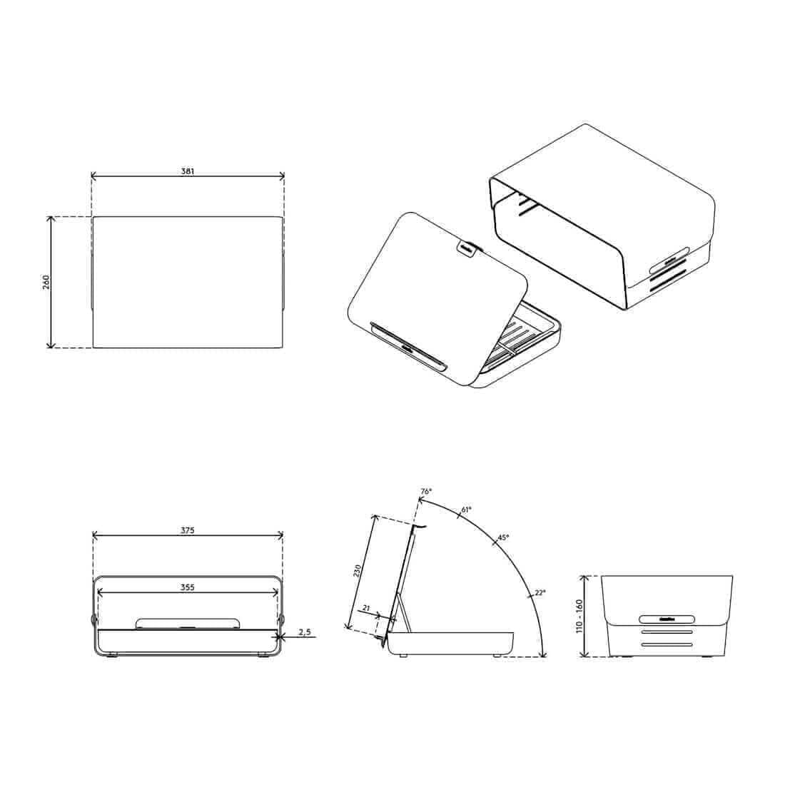 Dataflex Addit Bento® ergonomische bureauset 223 - Zwart -
