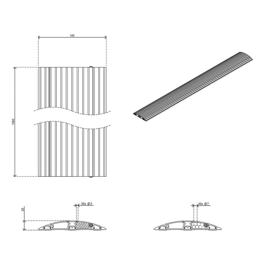 Dataflex Addit kabelbeschermer 180 cm - recht 432 Kabel