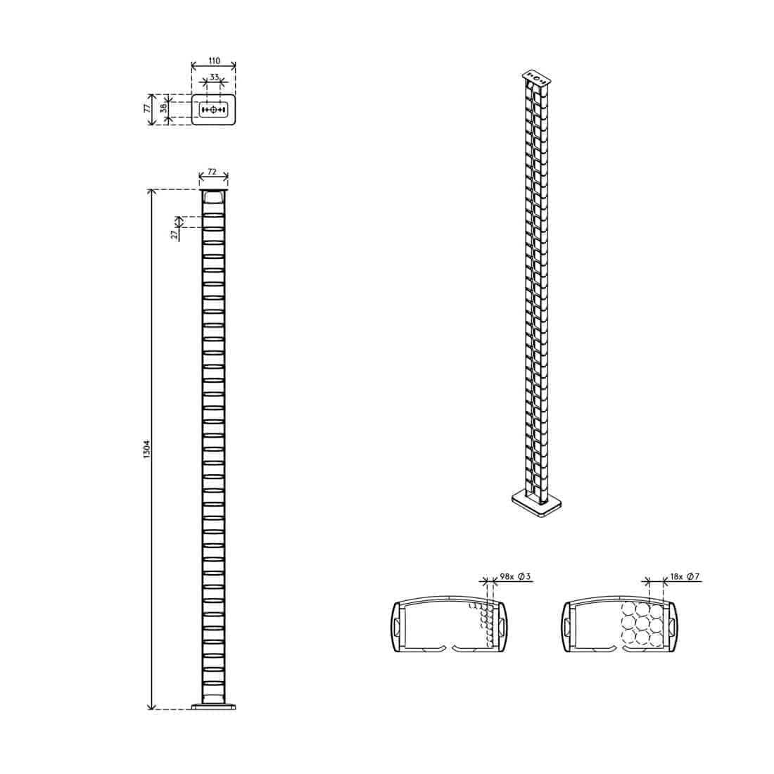 Dataflex Addit kabelgeleider zit-sta 130 cm – bureau 473