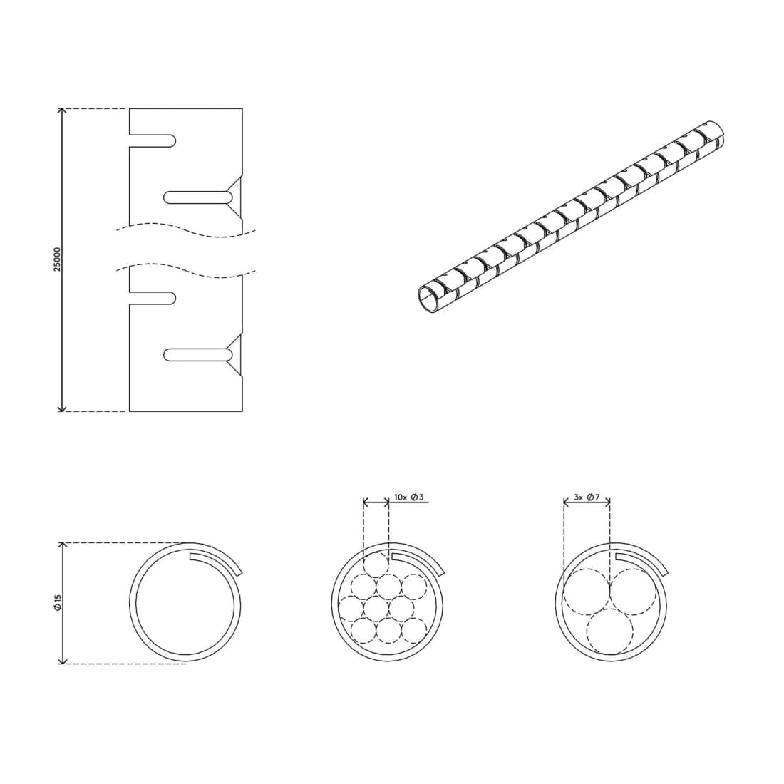 Dataflex Addit kabelrups ø15 mm/25 m wit Kabel beschermer -