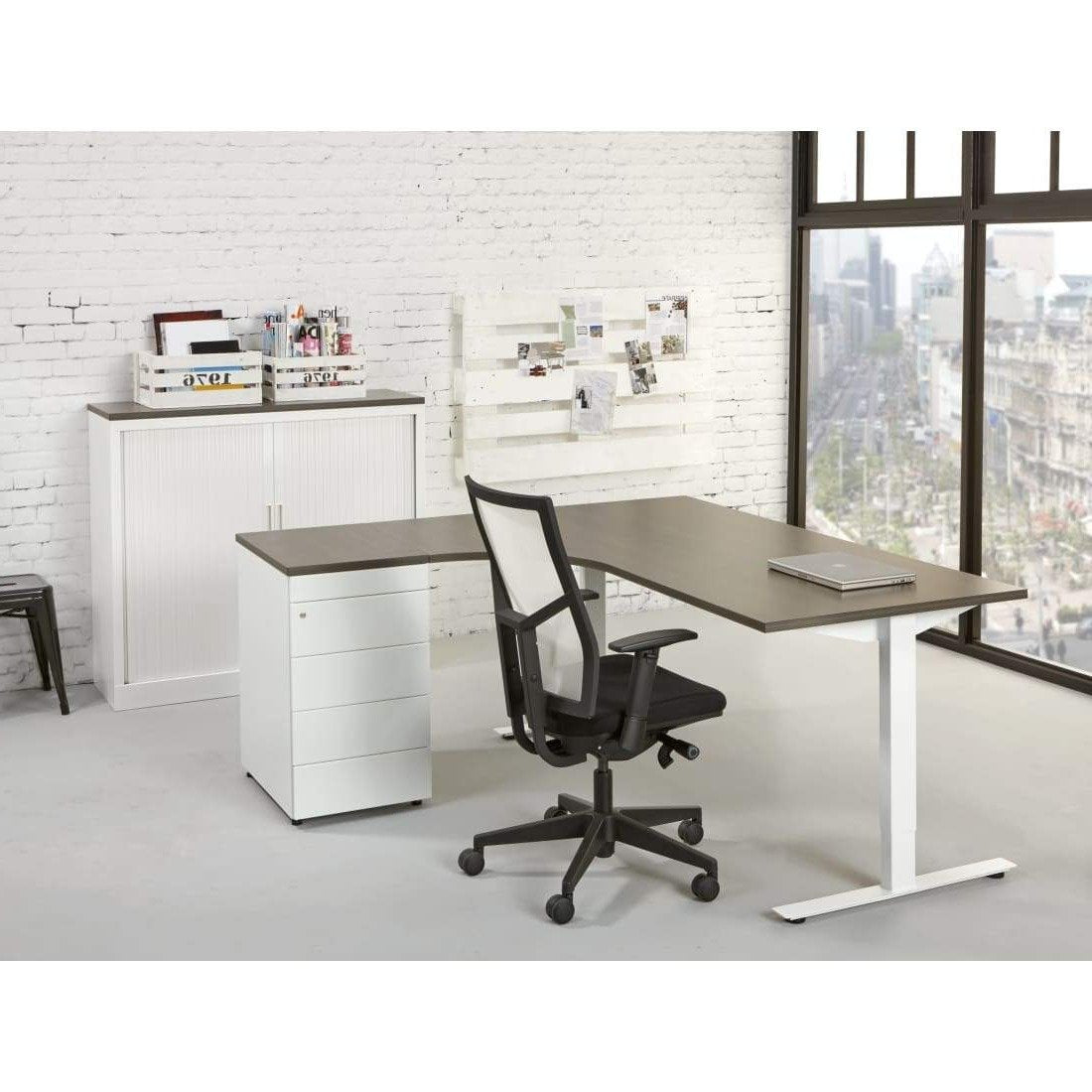 Hoekbureau Rechts Verstelbaar Brooklyn T-poot 180x80 -