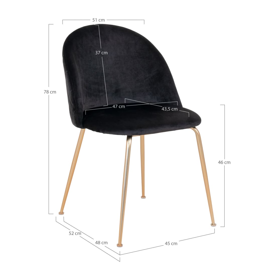 House Nordic | Eetkamerstoel Zwart Genève (Set van 2) -