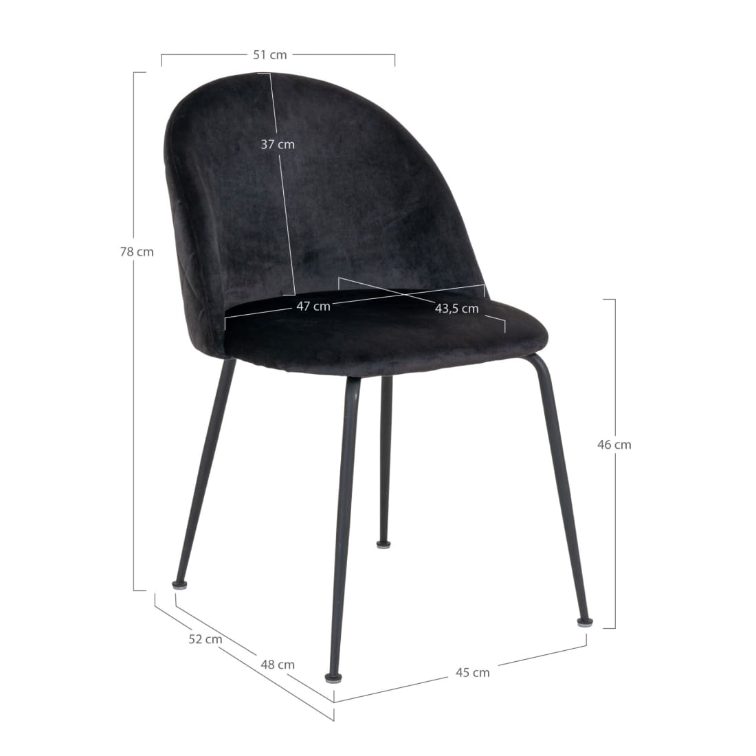 House Nordic | Eetkamerstoel Zwart Zwart Onderstel Genève
