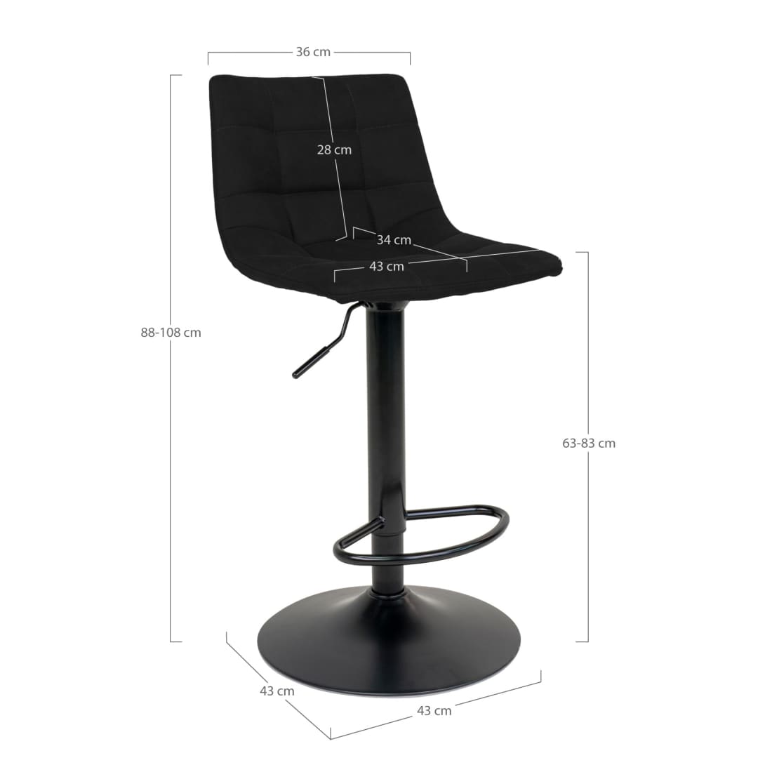 House Nordic Middelfart Barkruk Zwart (Set van 2) -