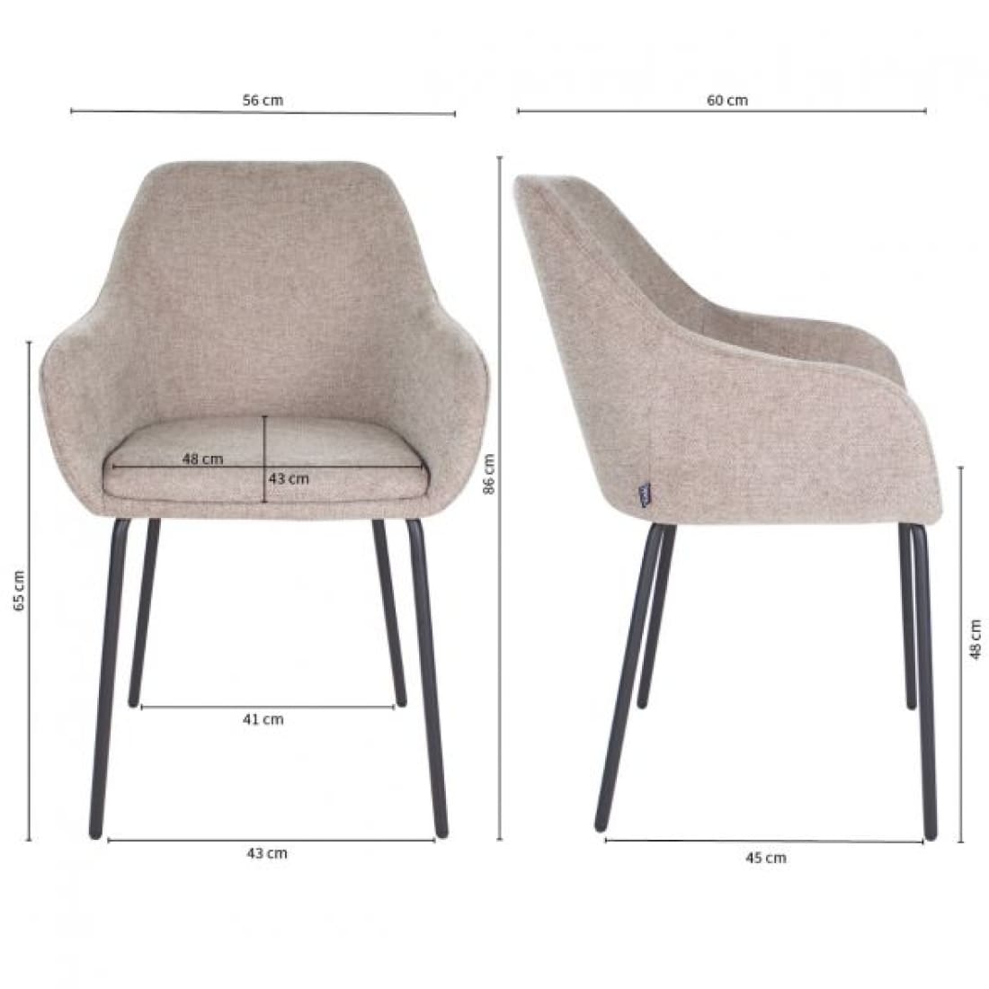 Kick eetkamerstoel Guus - Taupe - Katoen eetkamerstoelen