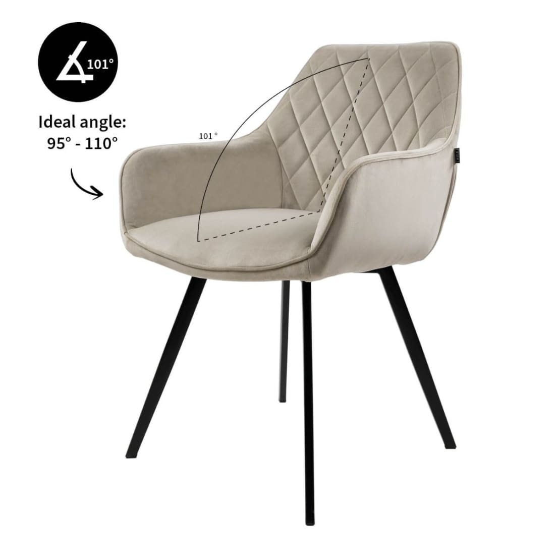 Kick eetkamerstoel Karl Velvet - Champagne - Velvet
