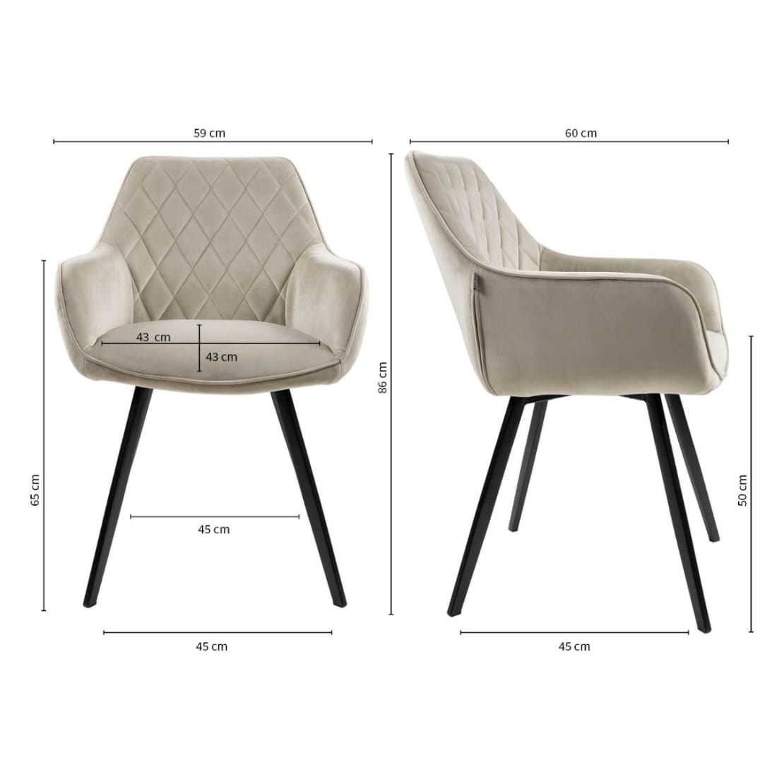 Kick eetkamerstoel Karl Velvet - Champagne - Velvet
