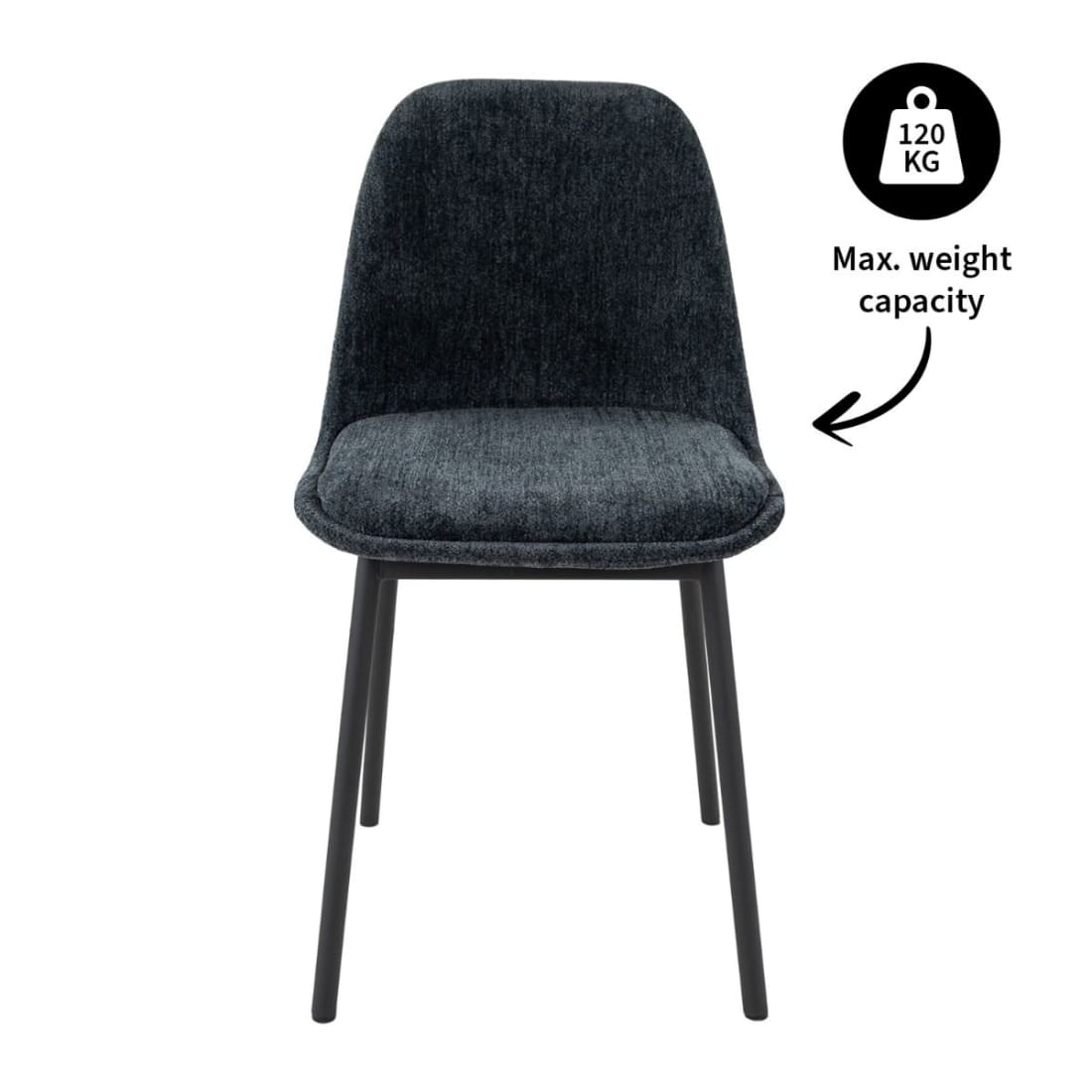 Kick Eetkamerstoel Lana - Blauw - Katoen eetkamerstoelen