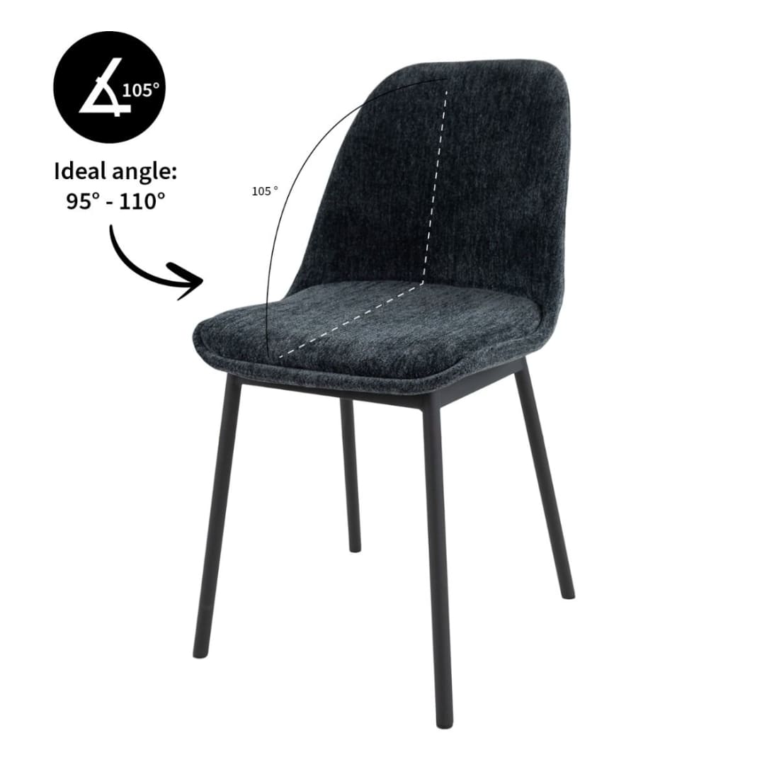 Kick Eetkamerstoel Lana - Blauw - Katoen eetkamerstoelen