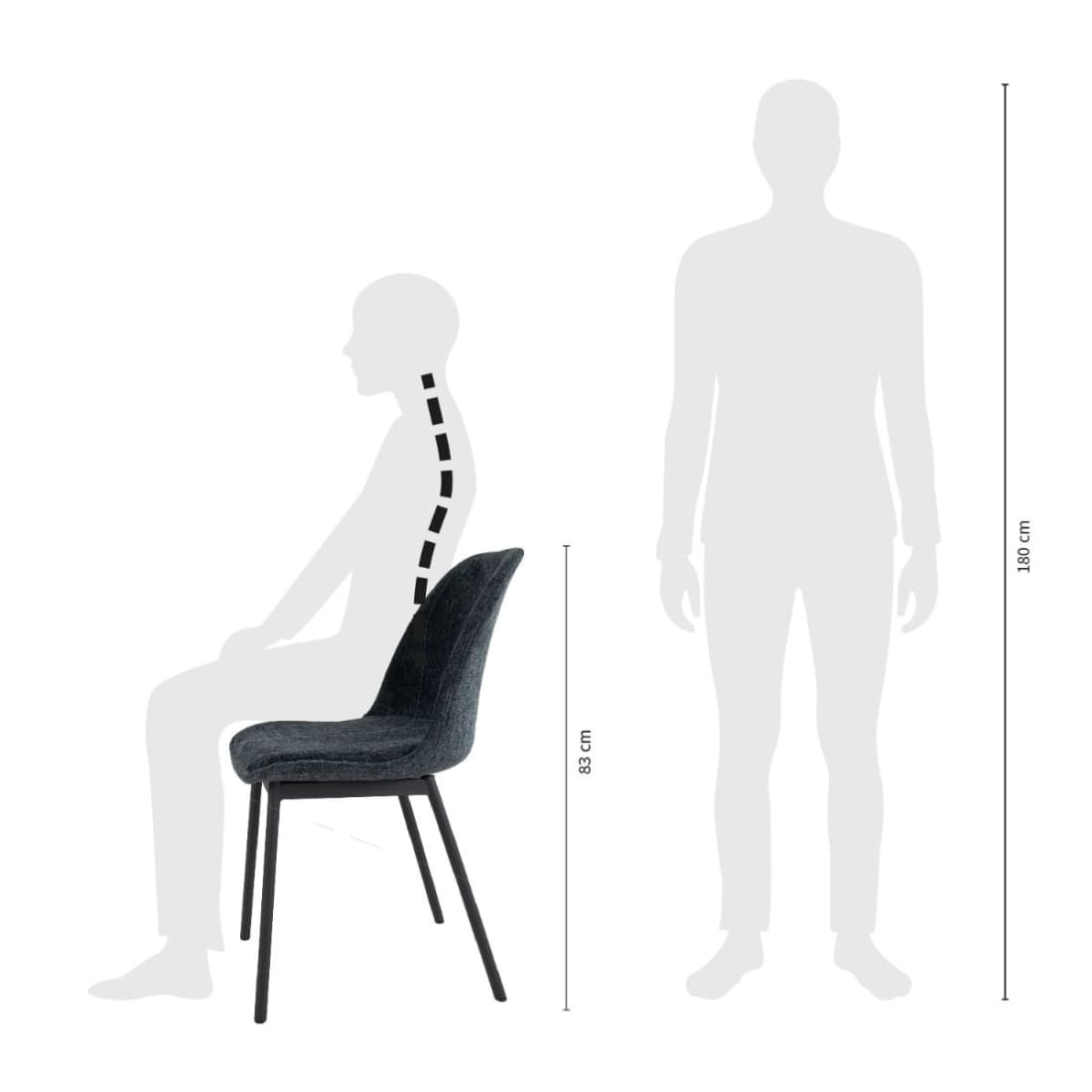 Kick Eetkamerstoel Lana - Blauw - Katoen eetkamerstoelen