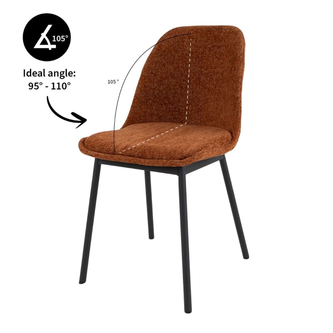 Kick Eetkamerstoel Lana - Oranje - Katoen eetkamerstoelen
