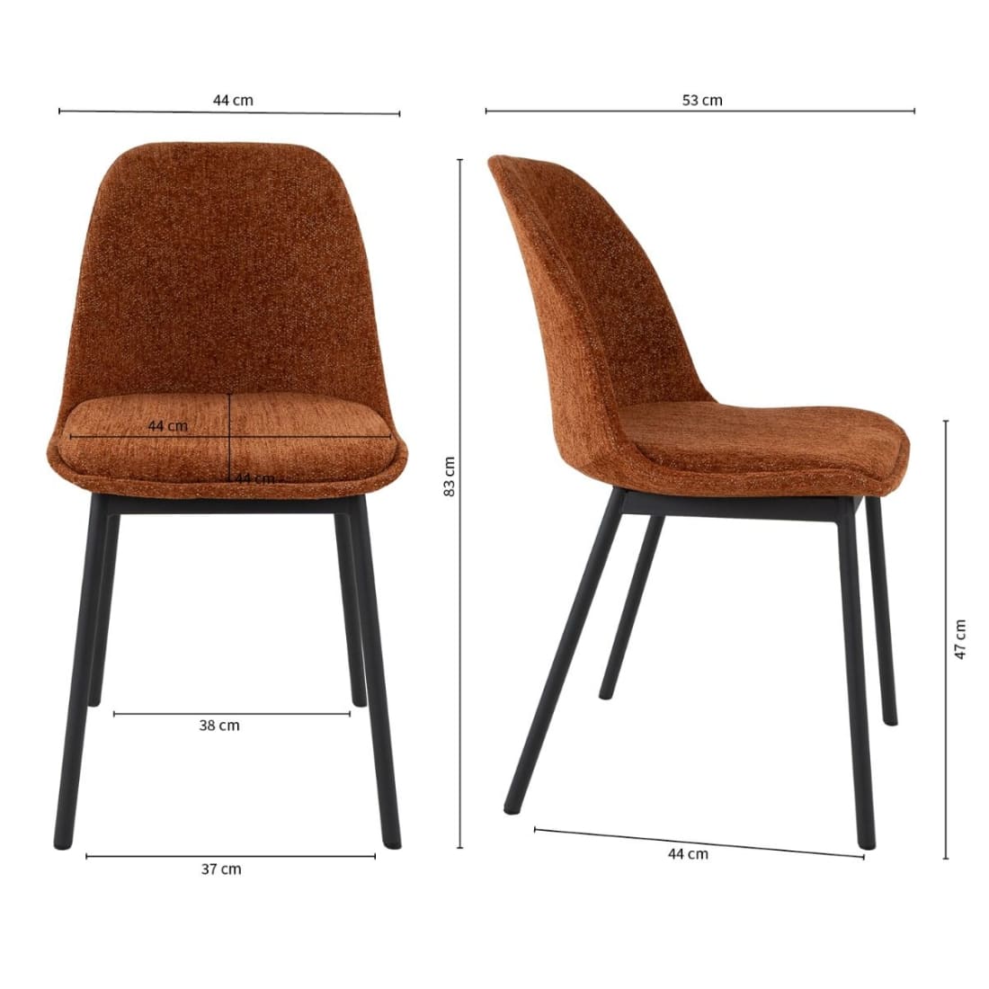 Kick Eetkamerstoel Lana - Oranje - Katoen eetkamerstoelen