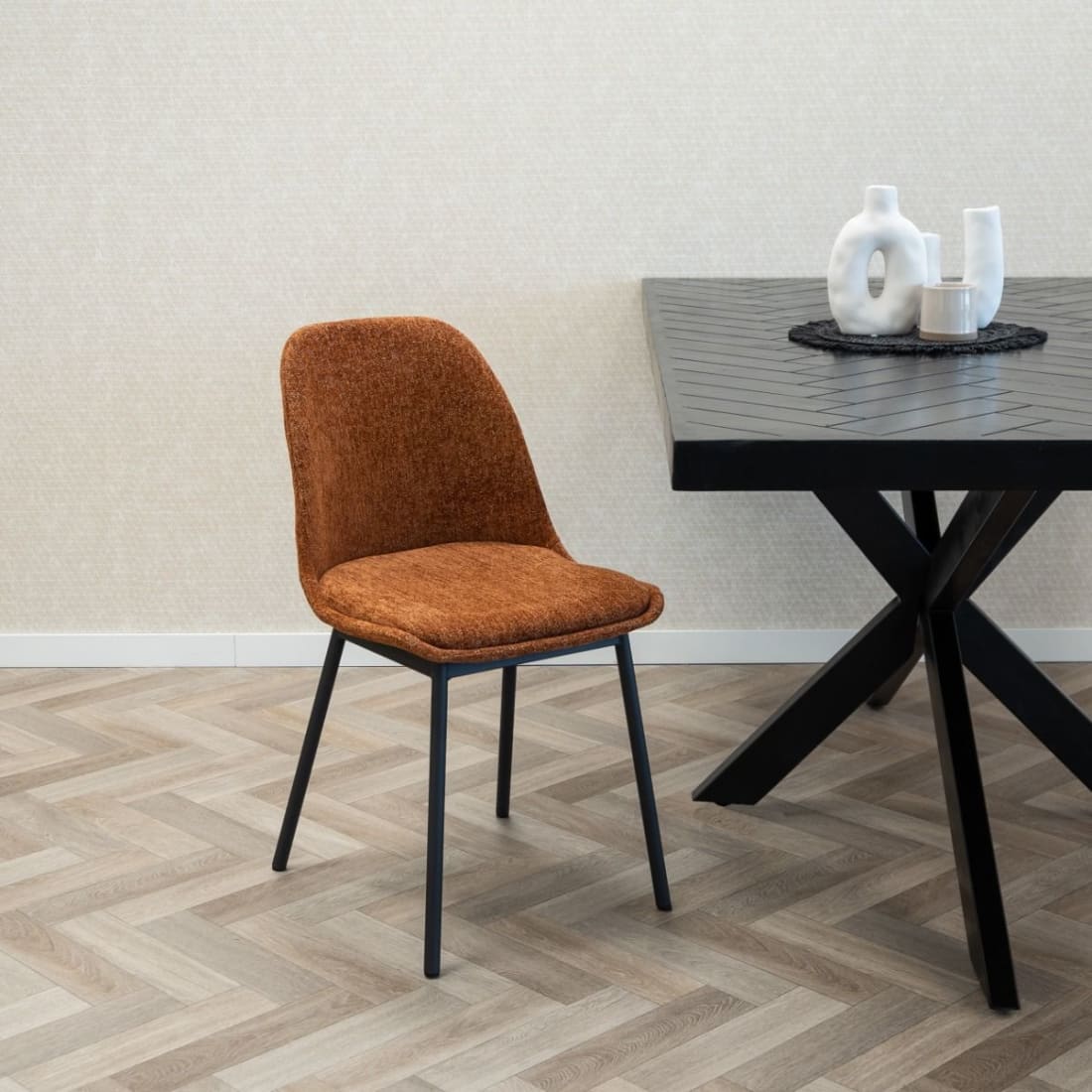 Kick Eetkamerstoel Lana - Oranje - Katoen eetkamerstoelen