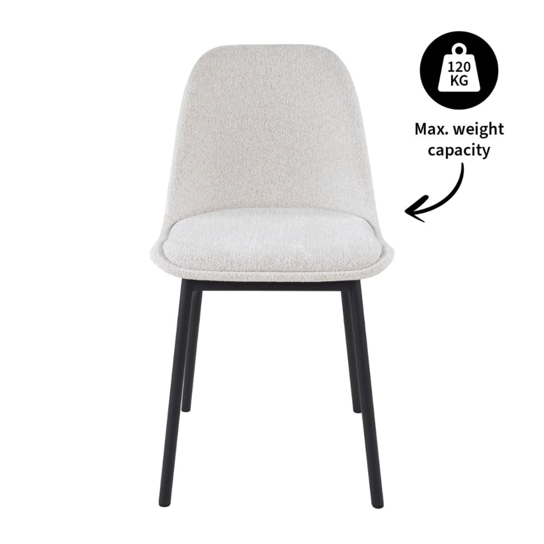 Kick Eetkamerstoel Lana - Wit - Katoen eetkamerstoelen
