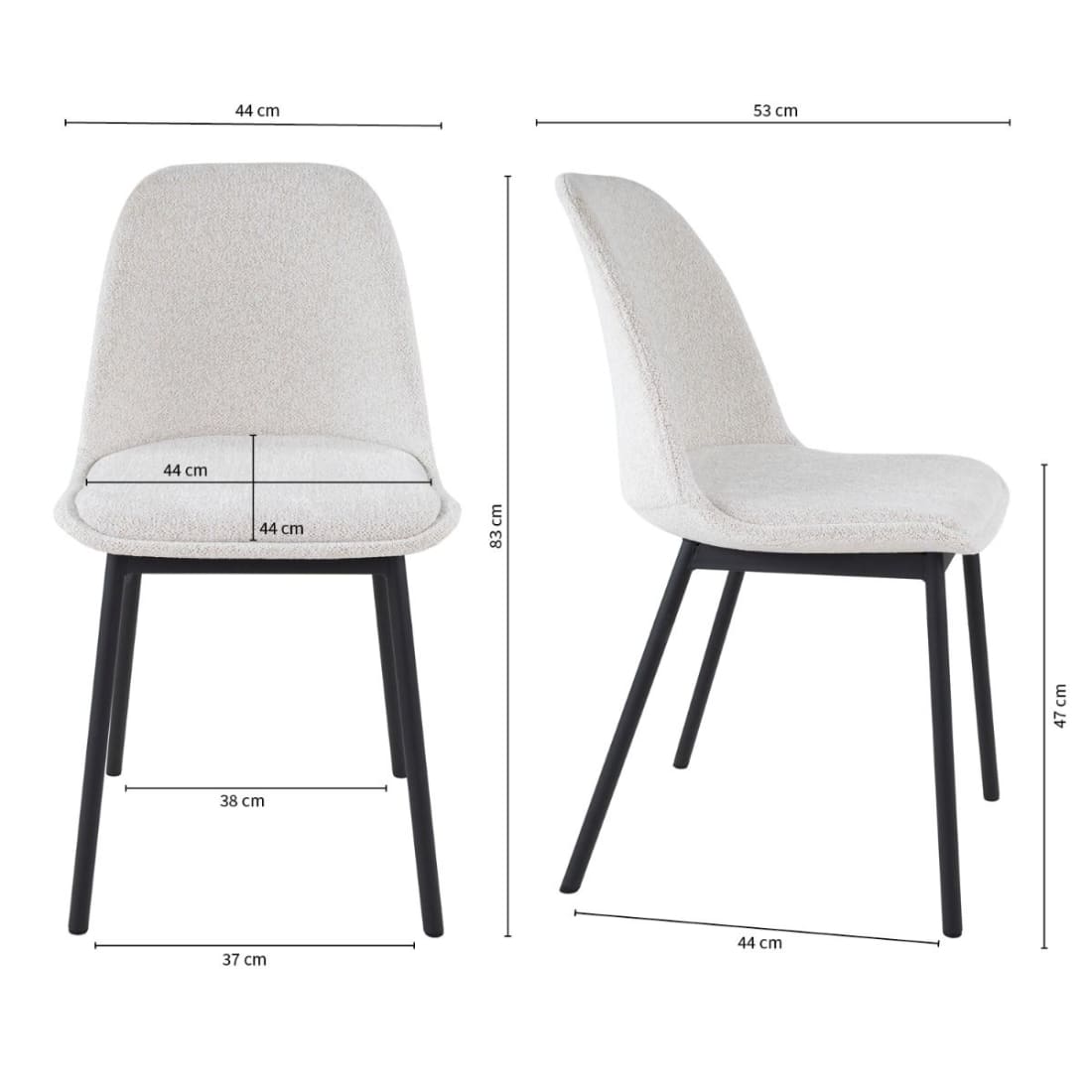 Kick Eetkamerstoel Lana - Wit - Katoen eetkamerstoelen