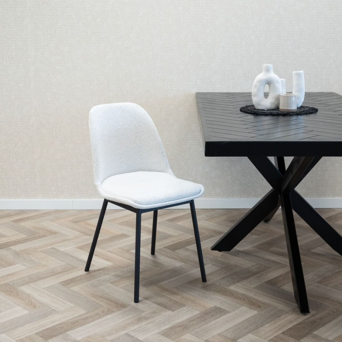 Kick Eetkamerstoel Lana - Wit - Katoen eetkamerstoelen