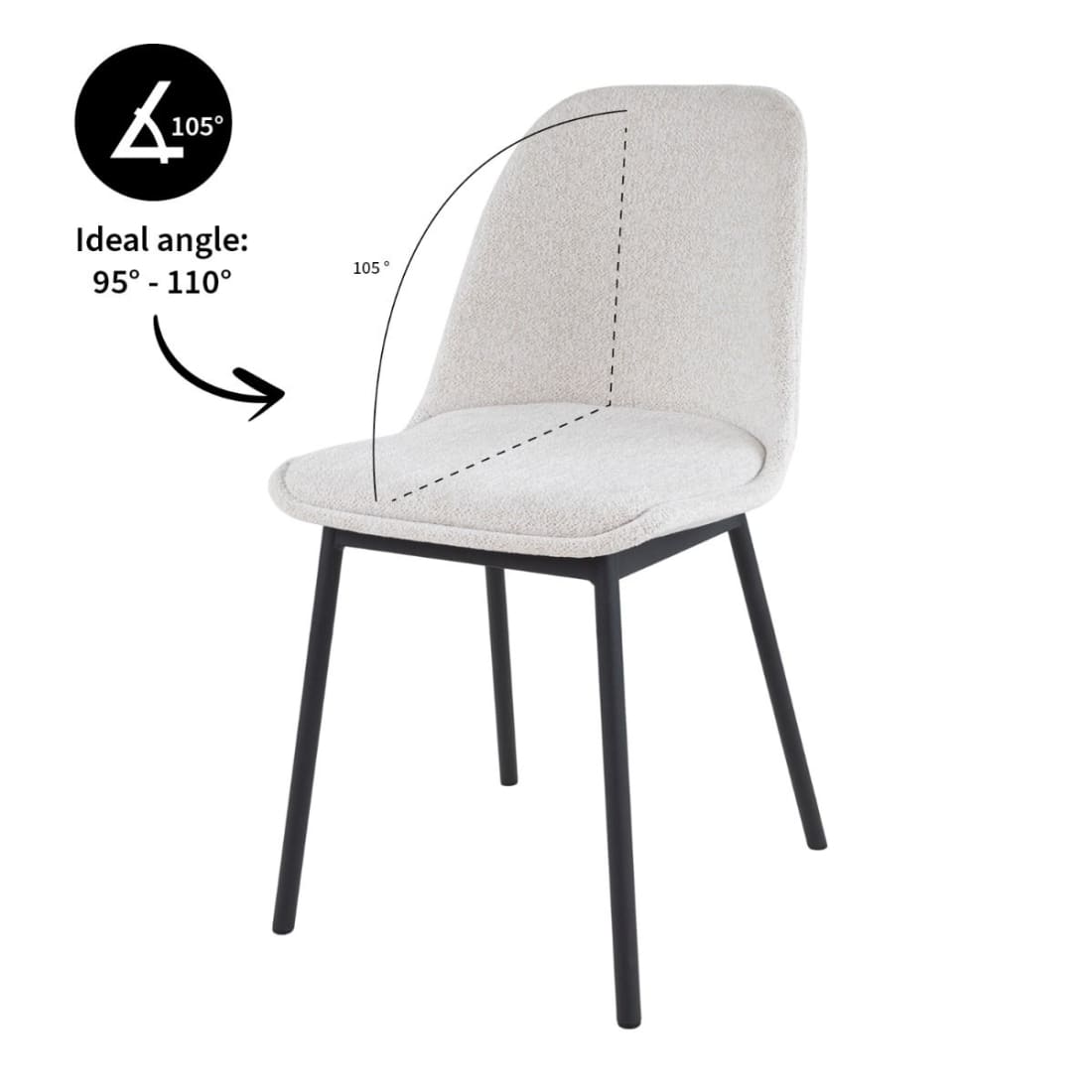 Kick Eetkamerstoel Lana - Wit - Katoen eetkamerstoelen