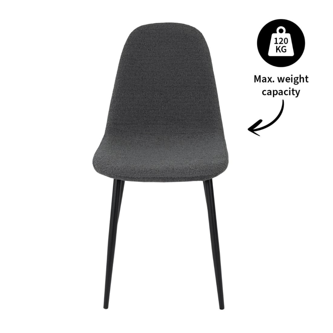 Kick Eetkamerstoel Mees Bouclé - Donkergrijs - Bouclé