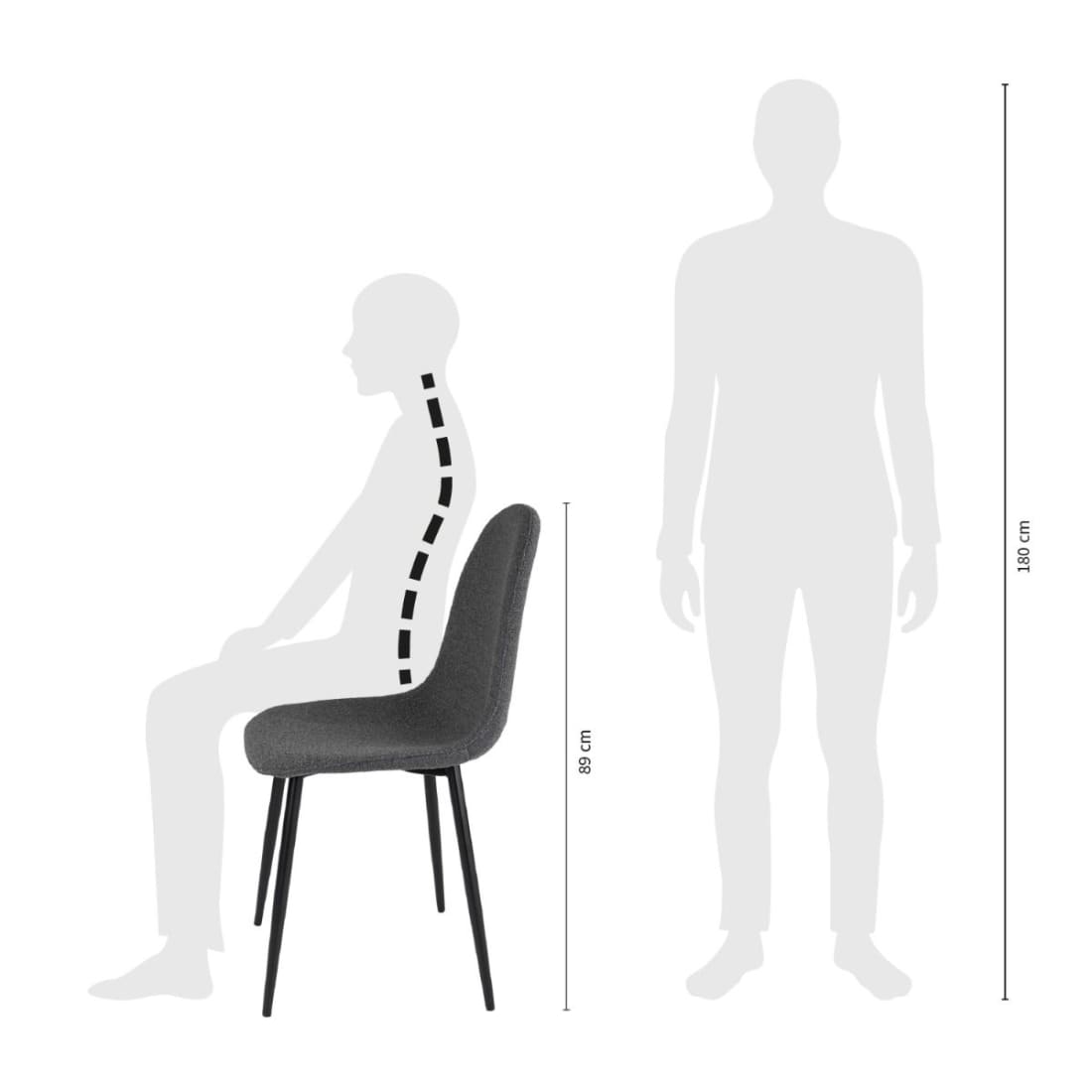 Kick Eetkamerstoel Mees Bouclé - Donkergrijs - Bouclé