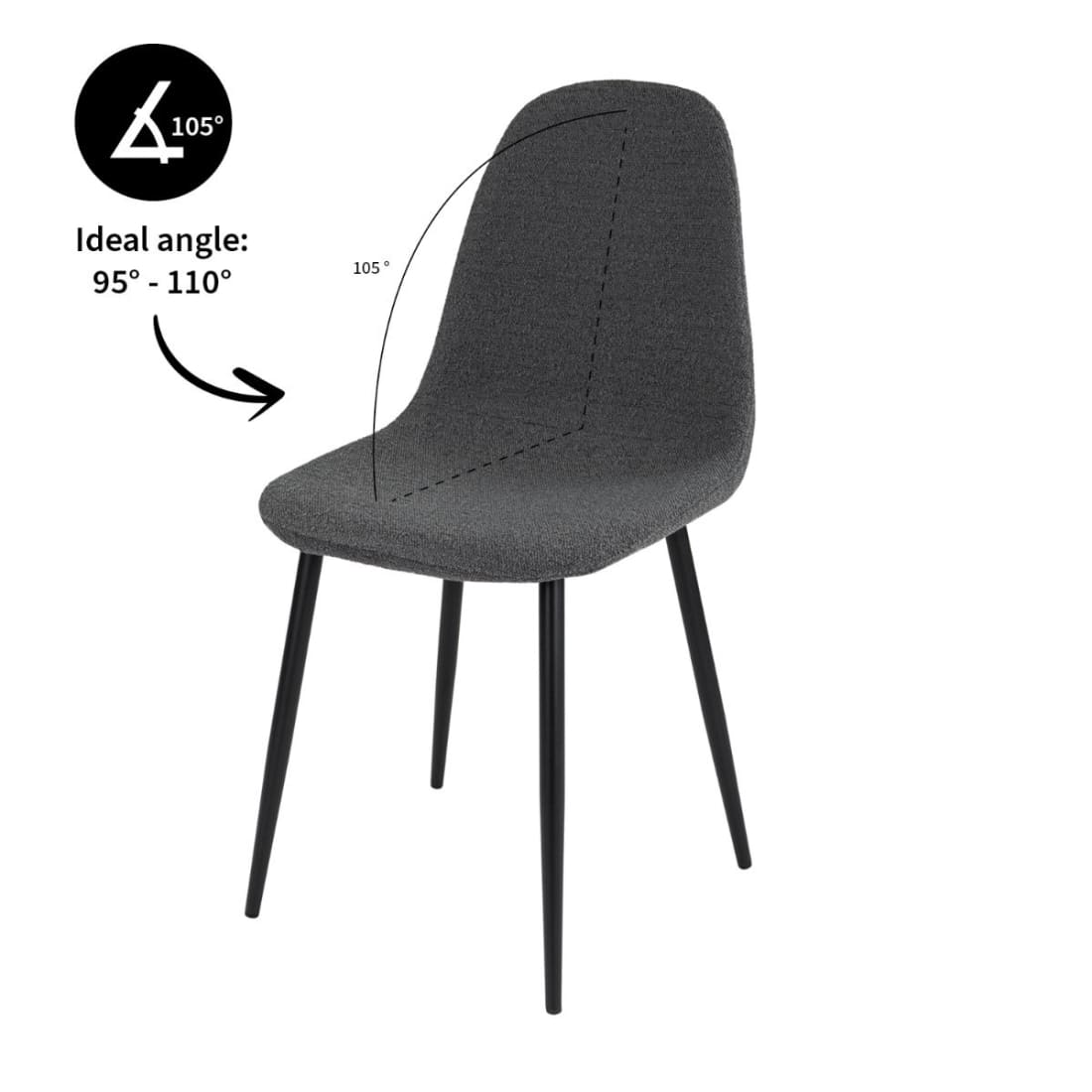 Kick Eetkamerstoel Mees Bouclé - Donkergrijs - Bouclé