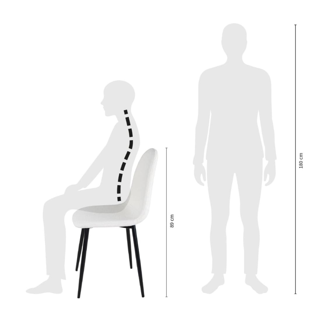 Kick Eetkamerstoel Mees Bouclé - Wit - Bouclé